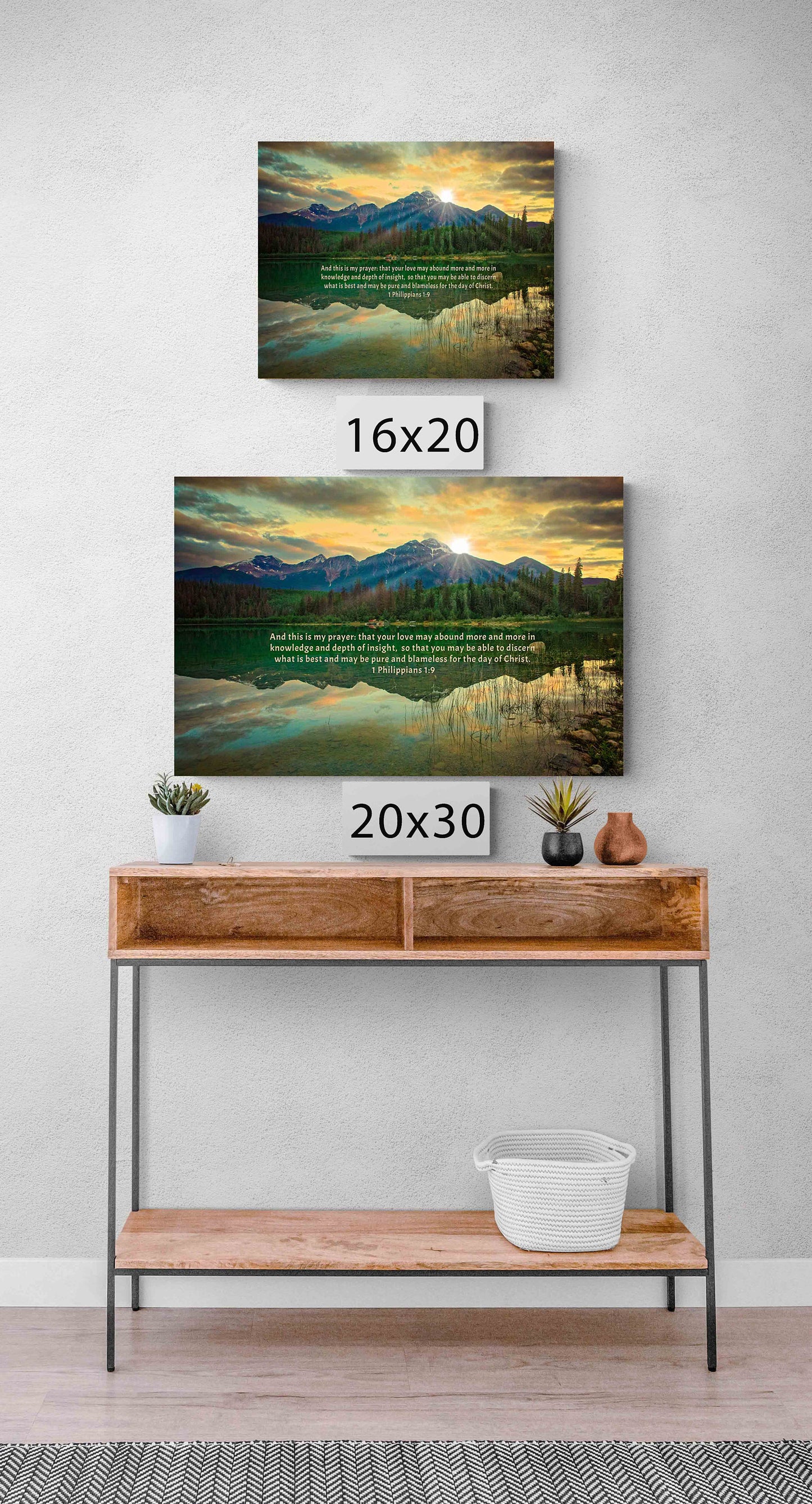 This is My Prayer Bible Verse Photo Canvas, 1 Philippians 1:9 Christian Scripture Inspirational Wall Art, Canadian Rockies, Jasper