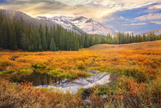 Mountain Reflection Snowy Peak Landscape Photo, Crested Butte Colorado, Autumn Aspen Trees, Fall Colors Canvas Print, San Juan Photography