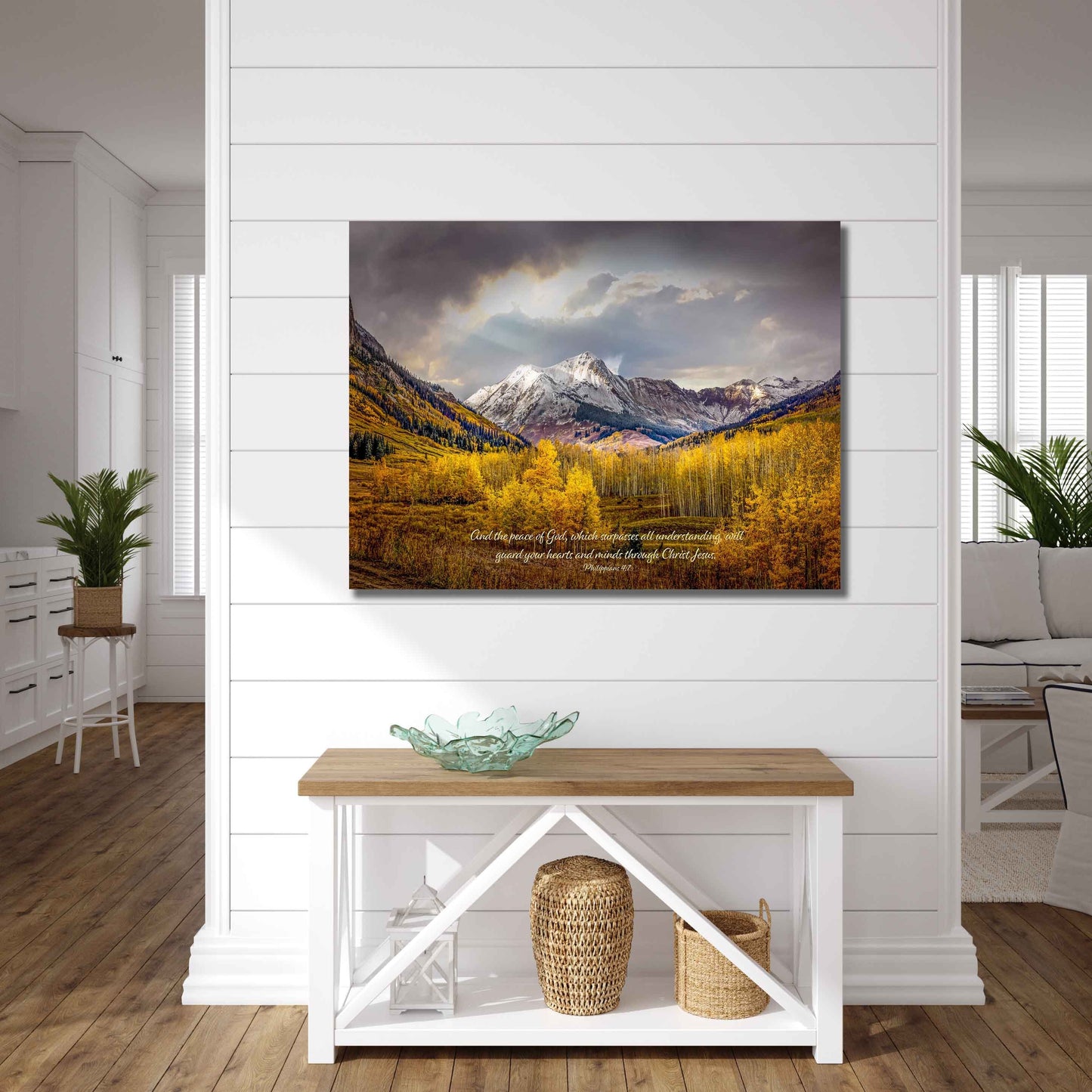 Philippians 4:7 Christian Inspirational Photo Print, Peace of God, Colorado Autumn Panoramic Landscape Print, Golden Aspens Mountain Photo