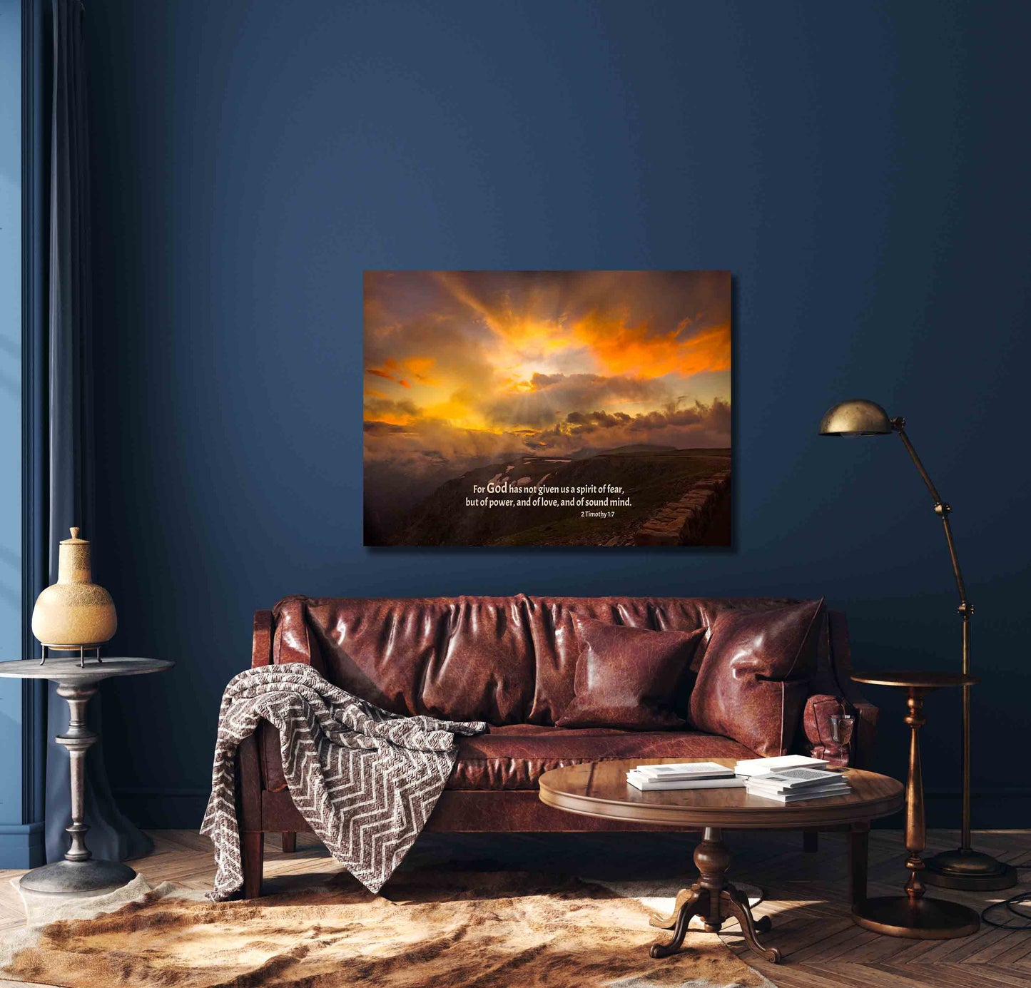 2 Timothy 1:7 Bible Verse Photo Canvas, Christian Inspirational Wall Art, Rocky Mountain National Park Sunset,Colorado Landscape Photography