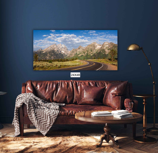 Panoramic Grand Teton National Park Print, Wyoming Mountain Photo, Large Canvas Landscape Wall Art, Beautiful Scenery