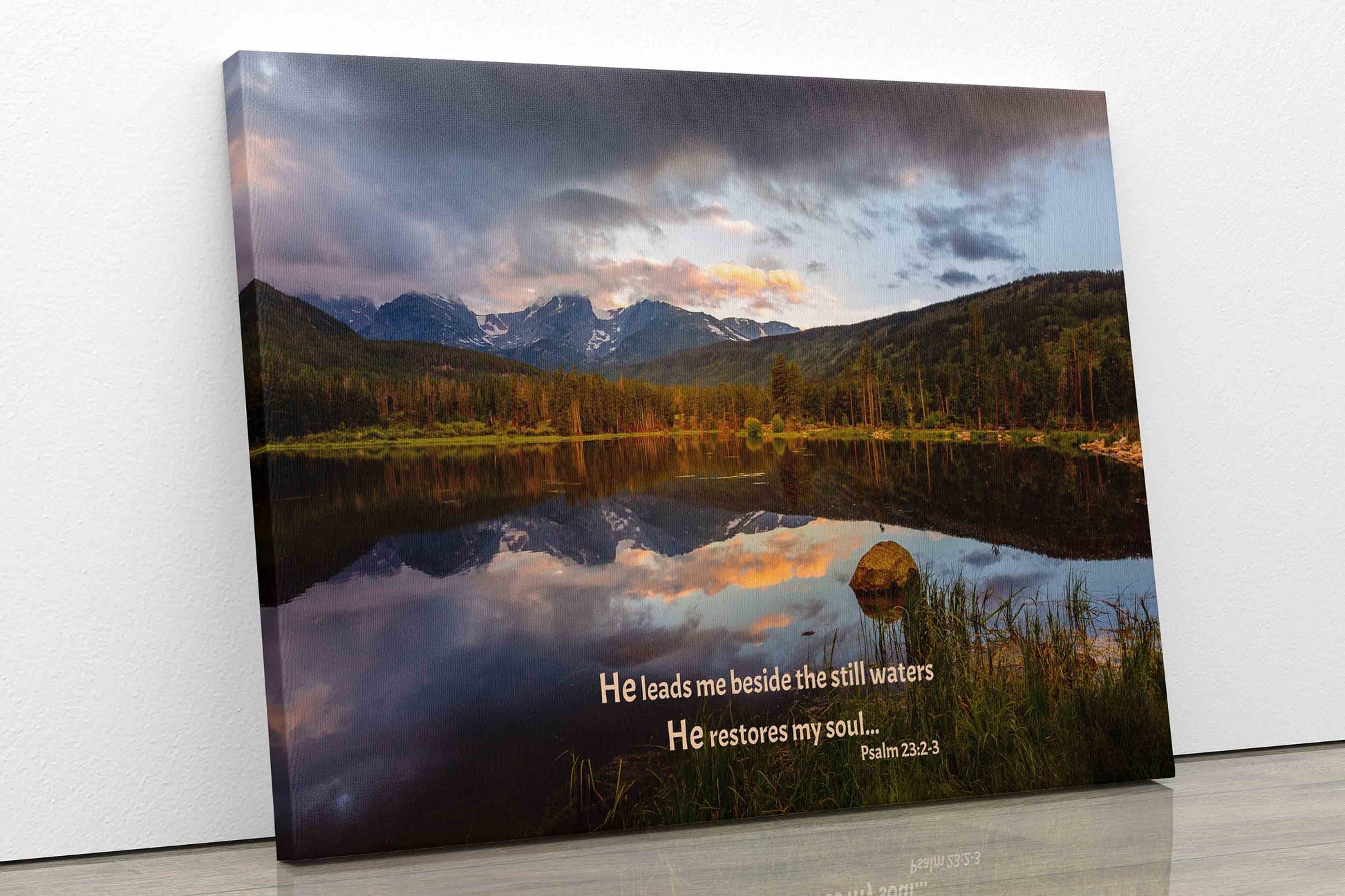 Psalm 23-6, Christian Inspirational Wall Art, Scripture Wall Canvas, He Leads Me Beside the Still Waters, Colorado Landscape Photography