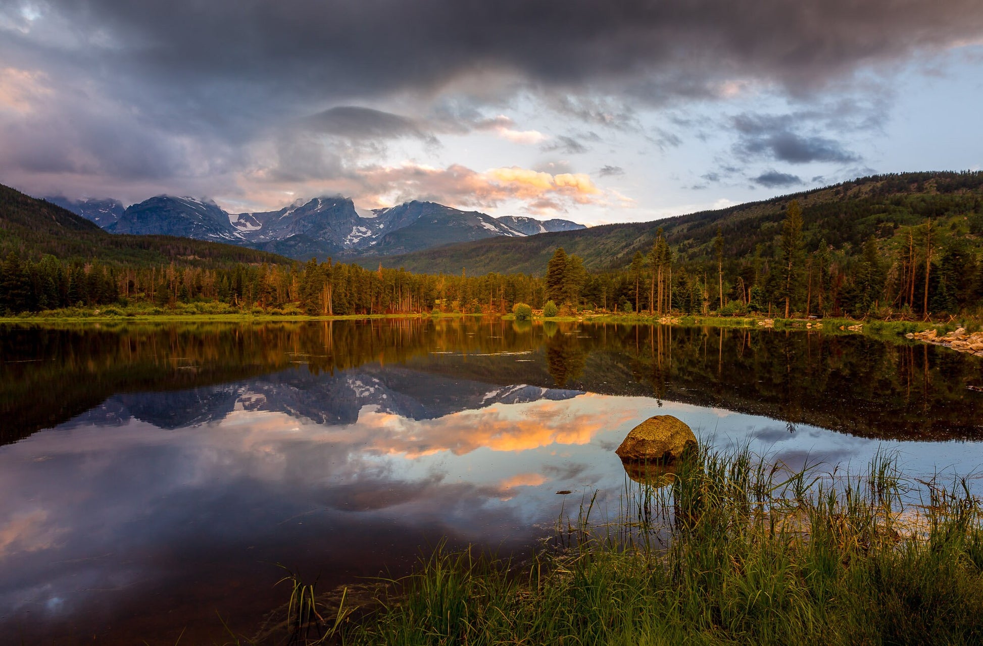 Colorado Landscape Sunrise Print, Rocky Mountain National Park Sprague Lake, Mountain Scenery, Canvas Wall Art, Decor for Home and Office