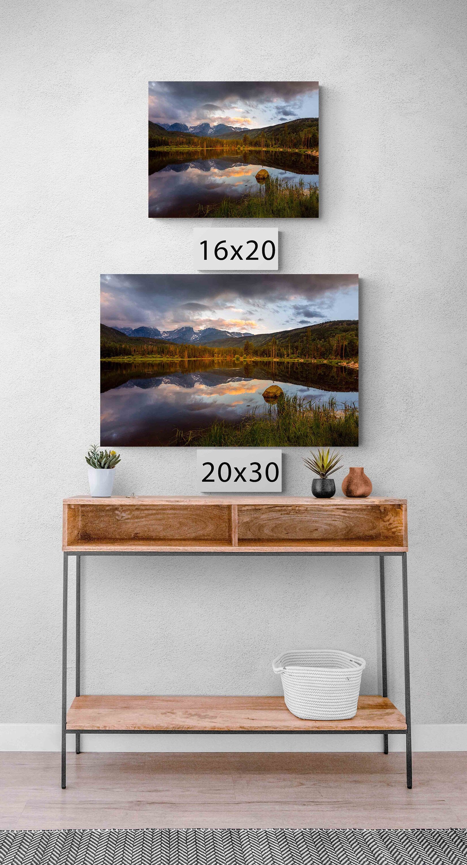 Colorado Landscape Sunrise Print, Rocky Mountain National Park Sprague Lake, Mountain Scenery, Canvas Wall Art, Decor for Home and Office