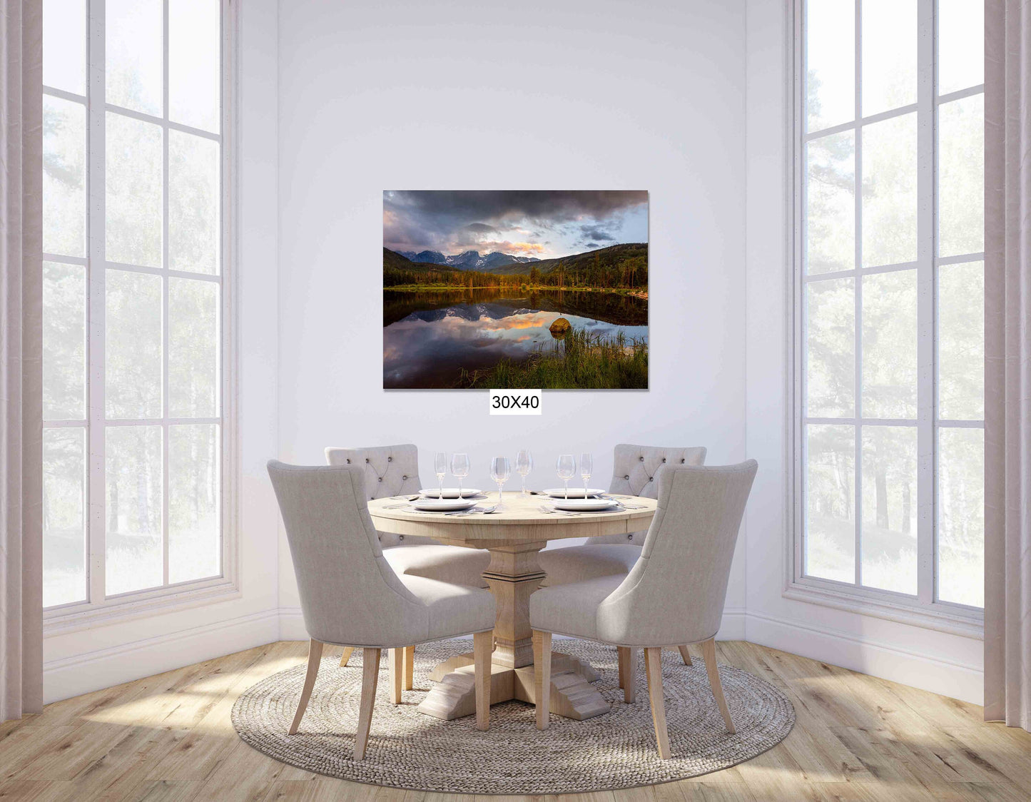 Colorado Landscape Sunrise Print, Rocky Mountain National Park Sprague Lake, Mountain Scenery, Canvas Wall Art, Decor for Home and Office