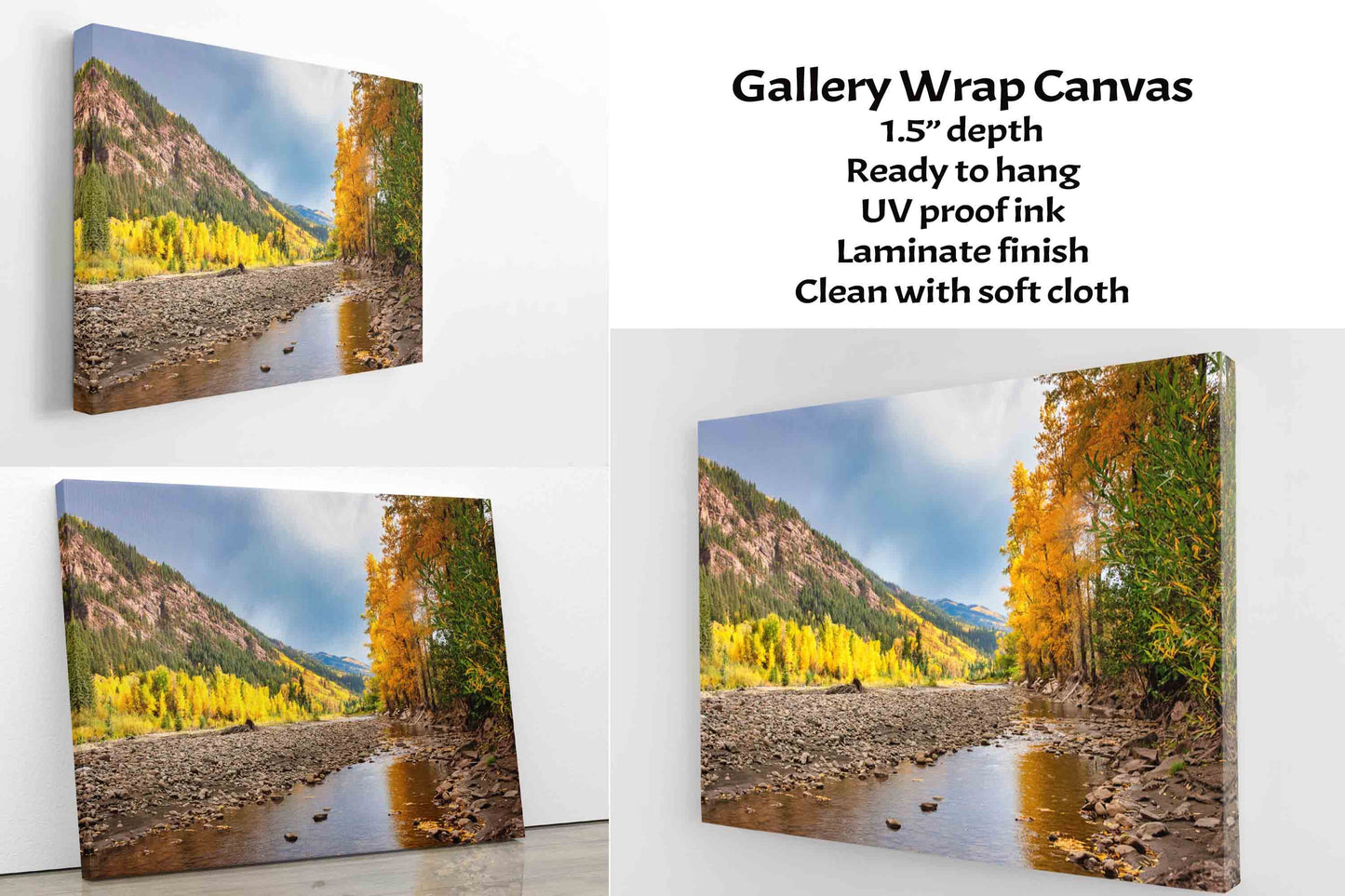 Colorado Landscape Fall Foliage Canvas, Crystal River Autumn Aspen Trees Photo Print, Beautiful Forest, San Juan Rocky Mountain Photography