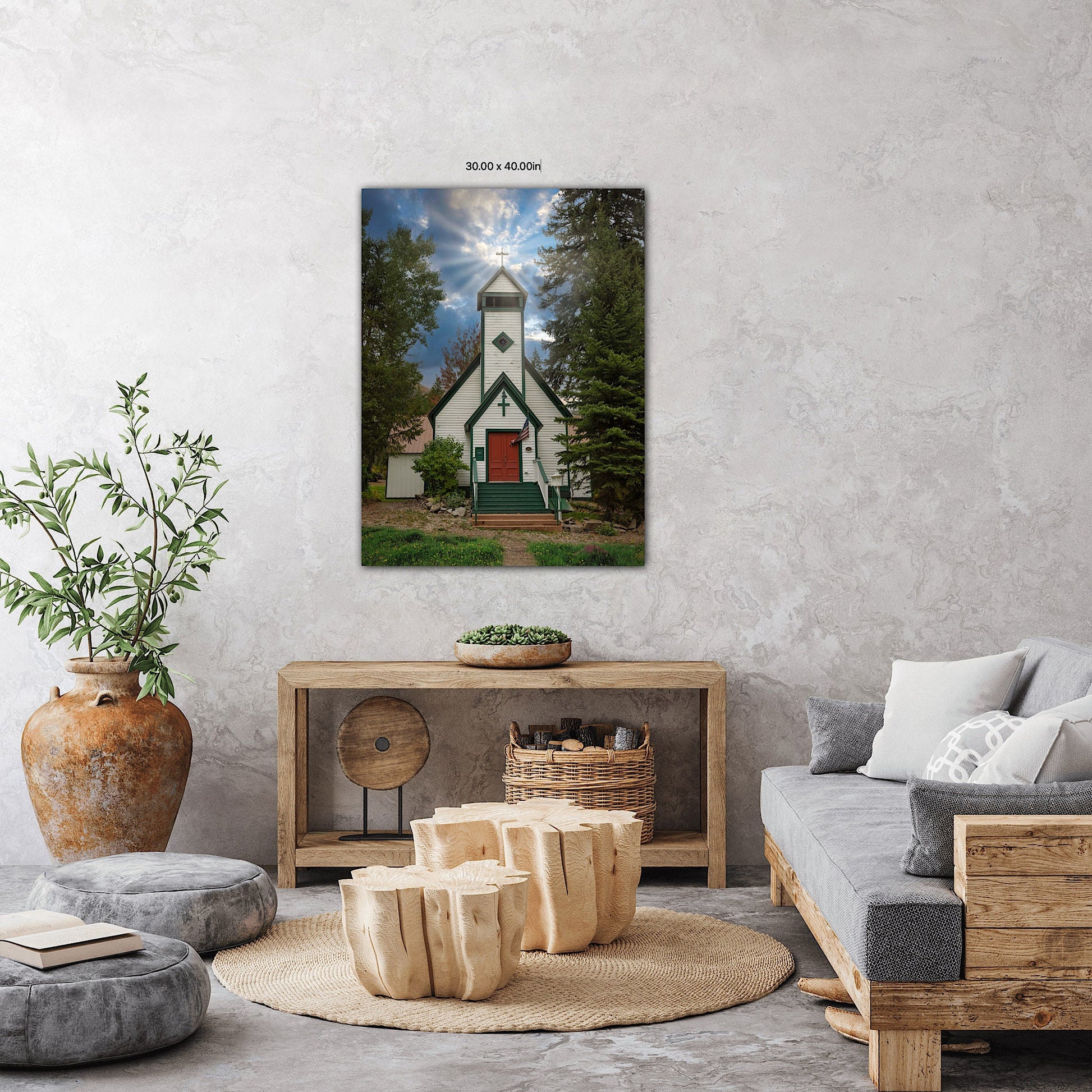 Old Country Church Photo Canvas Print, Colorado Mountain Photography Vertical Photo, Marble Forest Scene, Landscape Art