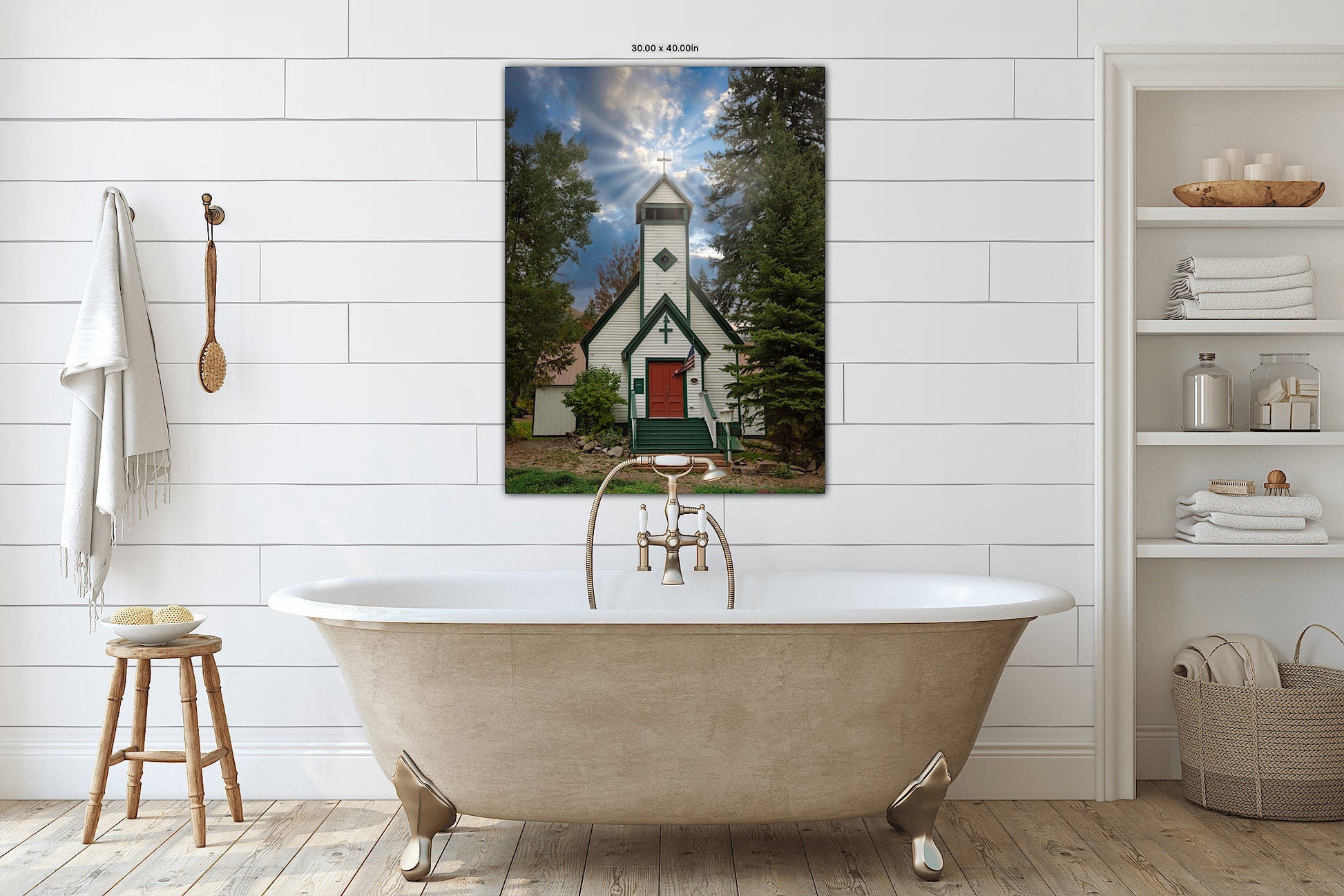 Old Country Church Photo Canvas Print, Colorado Mountain Photography Vertical Photo, Marble Forest Scene, Landscape Art