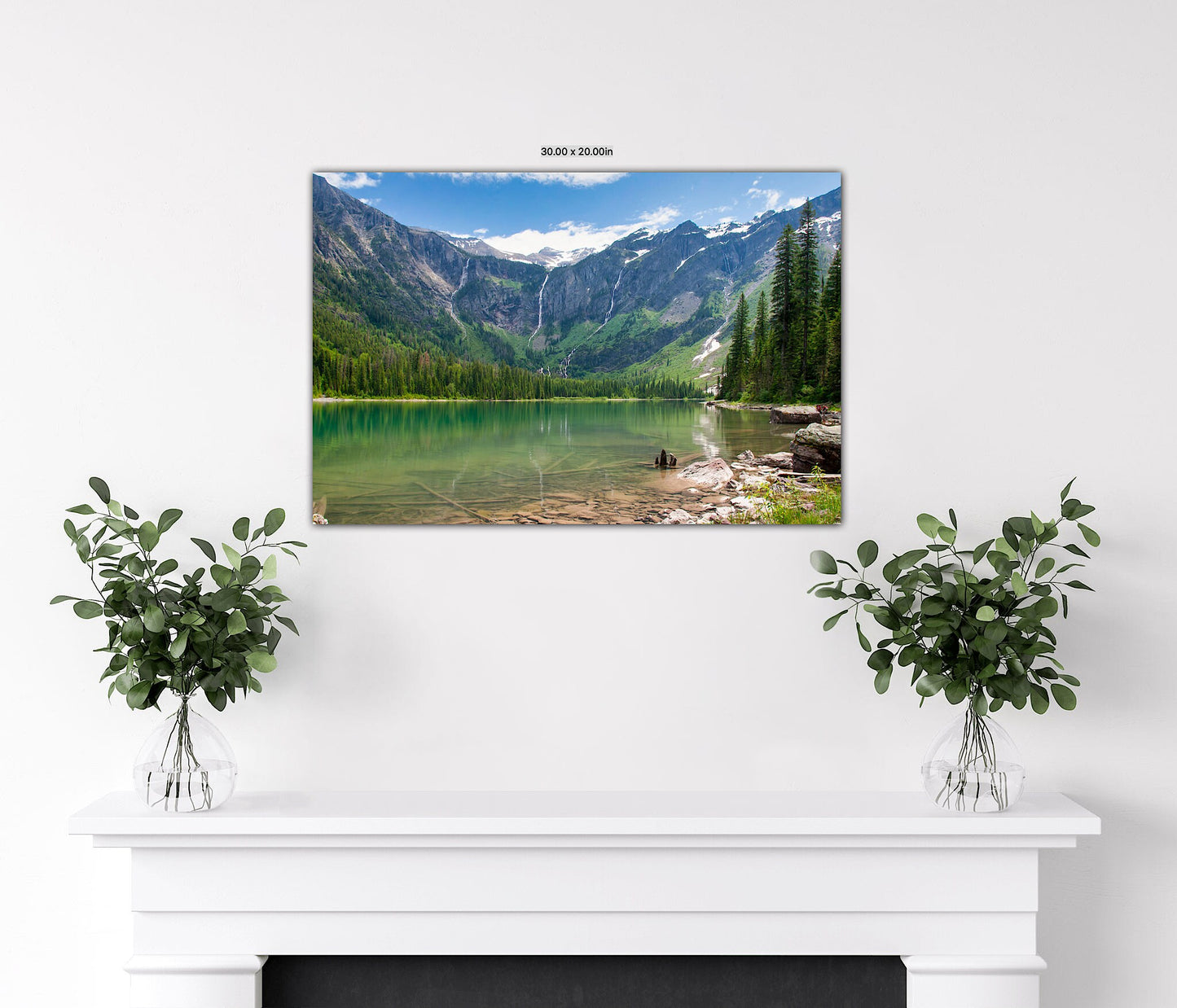 Avalanche Lake Photo Canvas Print, Glacier National Park, Mountain Lake with Turquoise Water, Dramatic Landscape, Fine Art Wall Print Decor