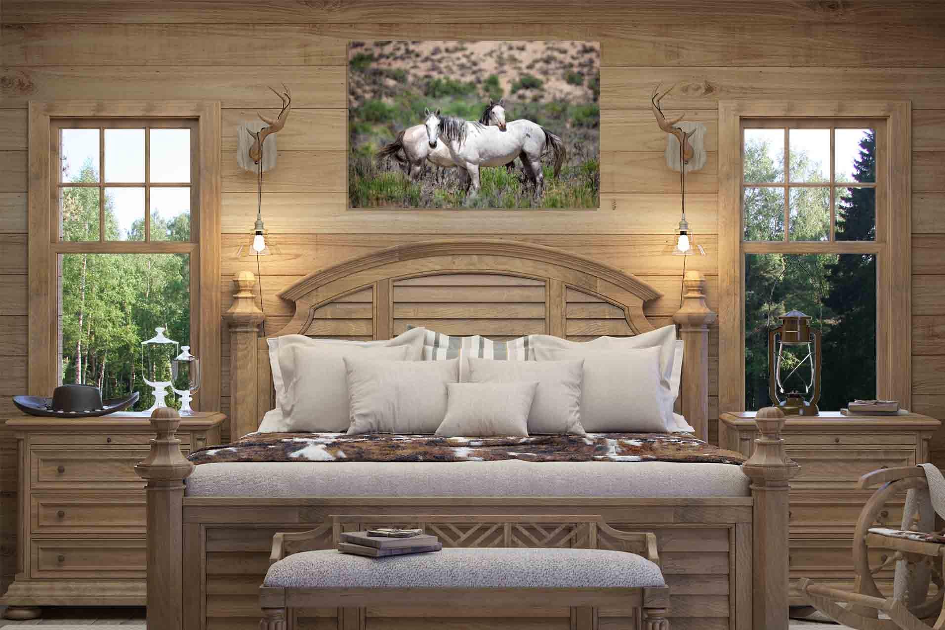 Wild Mustangs Photo, Wild Horses in Colorado Wall Art Print, Pinto and Gray Mares, Wildlife Canvas, Cowboy Old West Decor for Home or Office