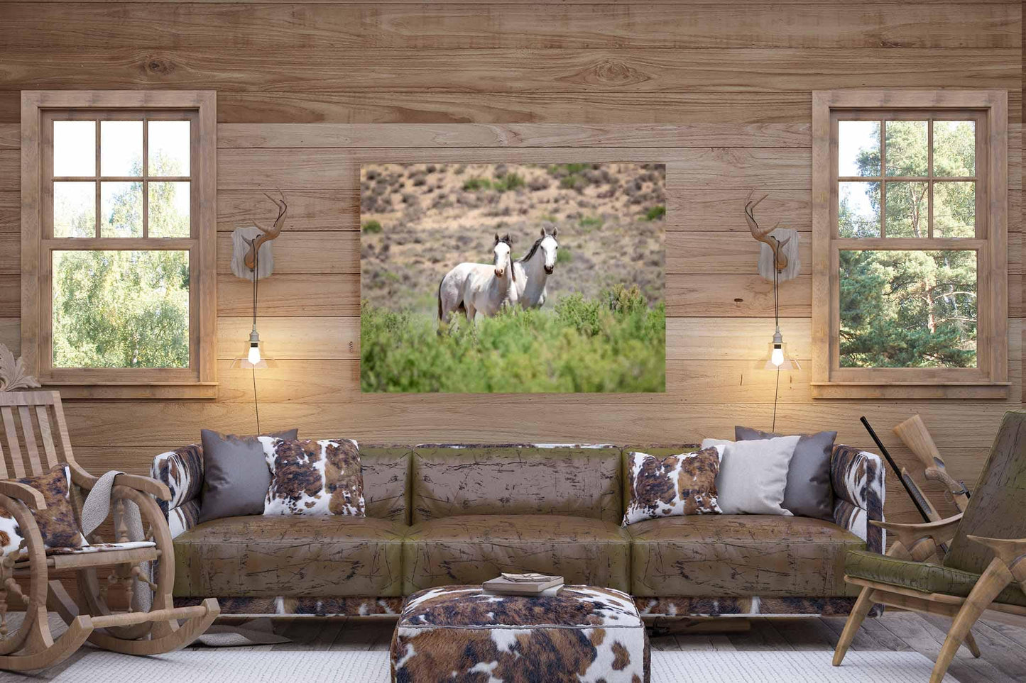 Colorado Wild Horses Photo Print, Wild Mustangs in Colorado Wall Art, Pinto and Gray Mares, Wildlife Canvas, Cowboy Old West Decor