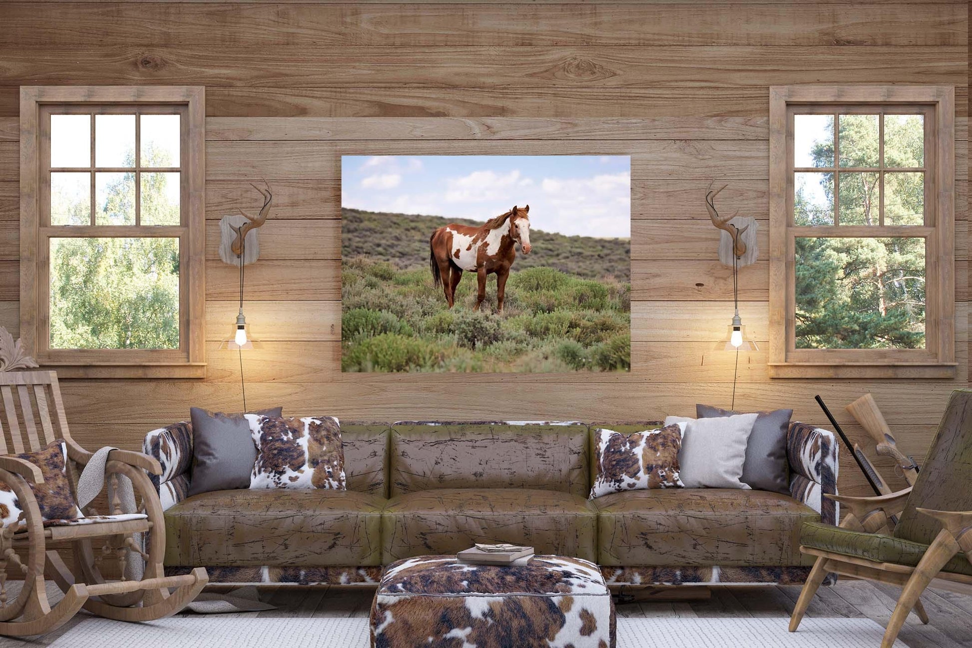 Wild Mustang Pinto Stallion Photo, Wild Paint Horse in Colorado Wall Art Print, Wildlife Canvas, Cowboy Old West Decor for Home or Office