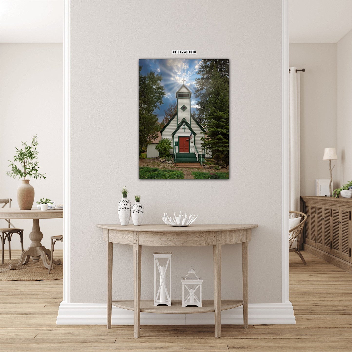 Old Country Church Photo Canvas Print, Colorado Mountain Photography Vertical Photo, Marble Forest Scene, Landscape Art