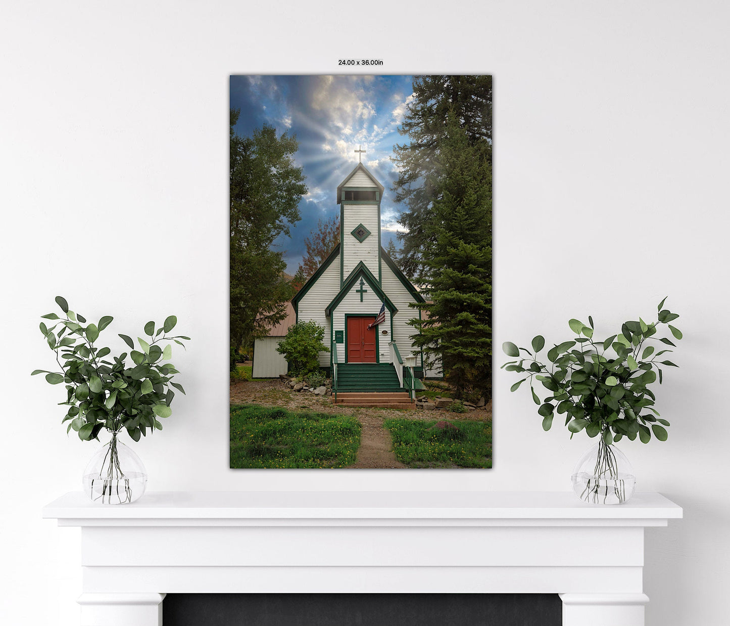 Old Country Church Photo Canvas Print, Colorado Mountain Photography Vertical Photo, Marble Forest Scene, Landscape Art