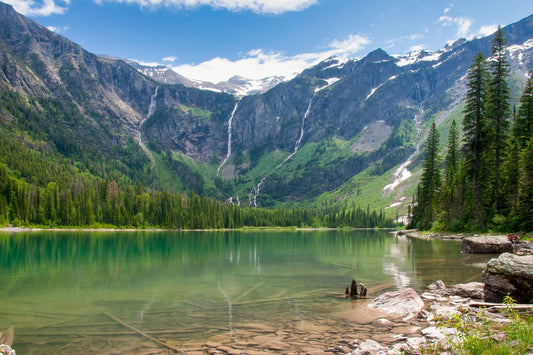 Avalanche Lake Photo Canvas Print, Glacier National Park, Mountain Lake with Turquoise Water, Dramatic Landscape, Fine Art Wall Print Decor