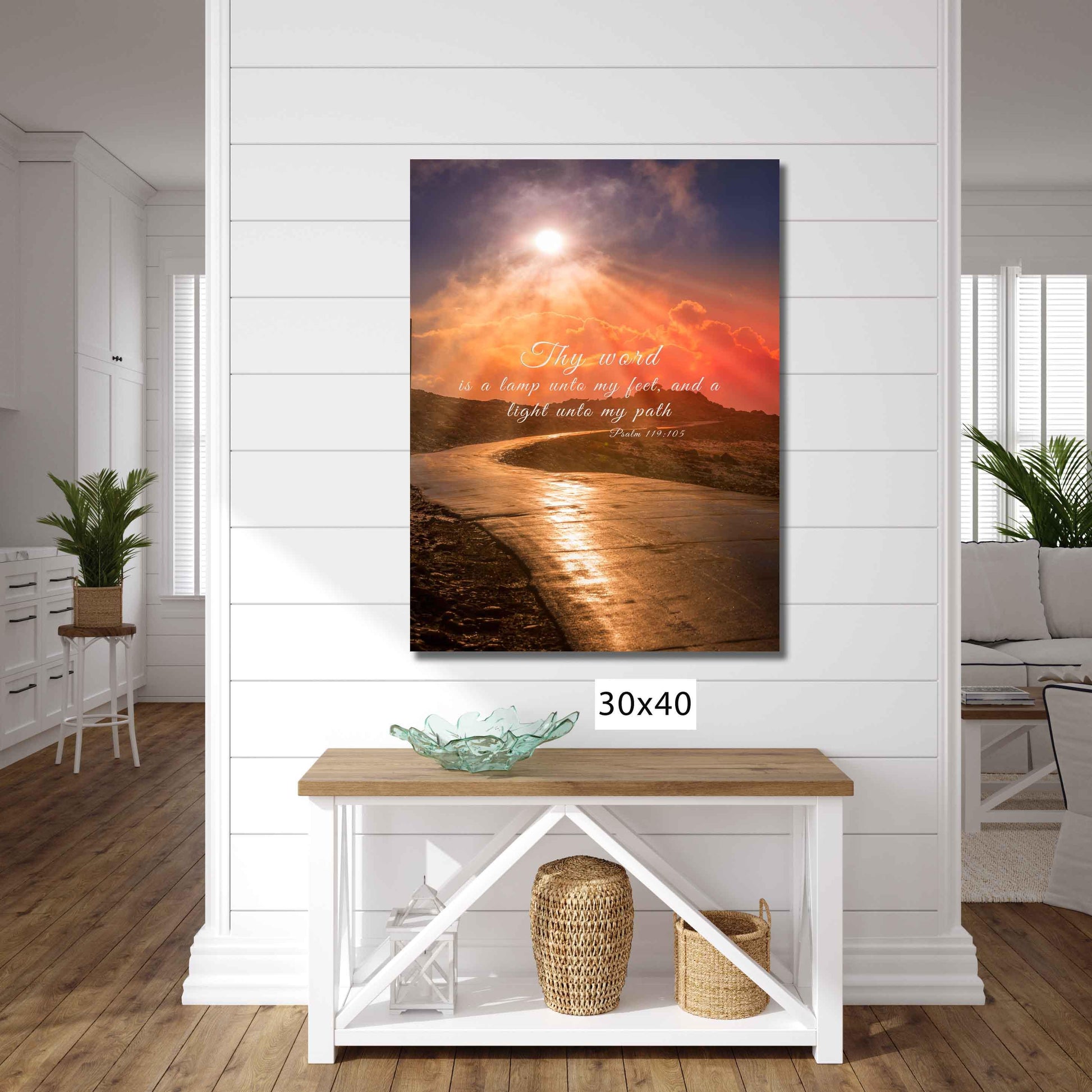 Psalm 119:105 Scripture Wall Art, Christian Inspirational Canvas, Thy Word is a Lamp, Colorado Vertical Photography Print, Mountain Sunrise