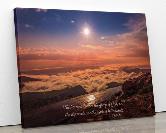 The Heavens Declare the Glory of God, Psalm 19:1 Christian Inspirational Wall Art, Mt. Evans Sunrise, Colorado Landscape, Scripture Canvas