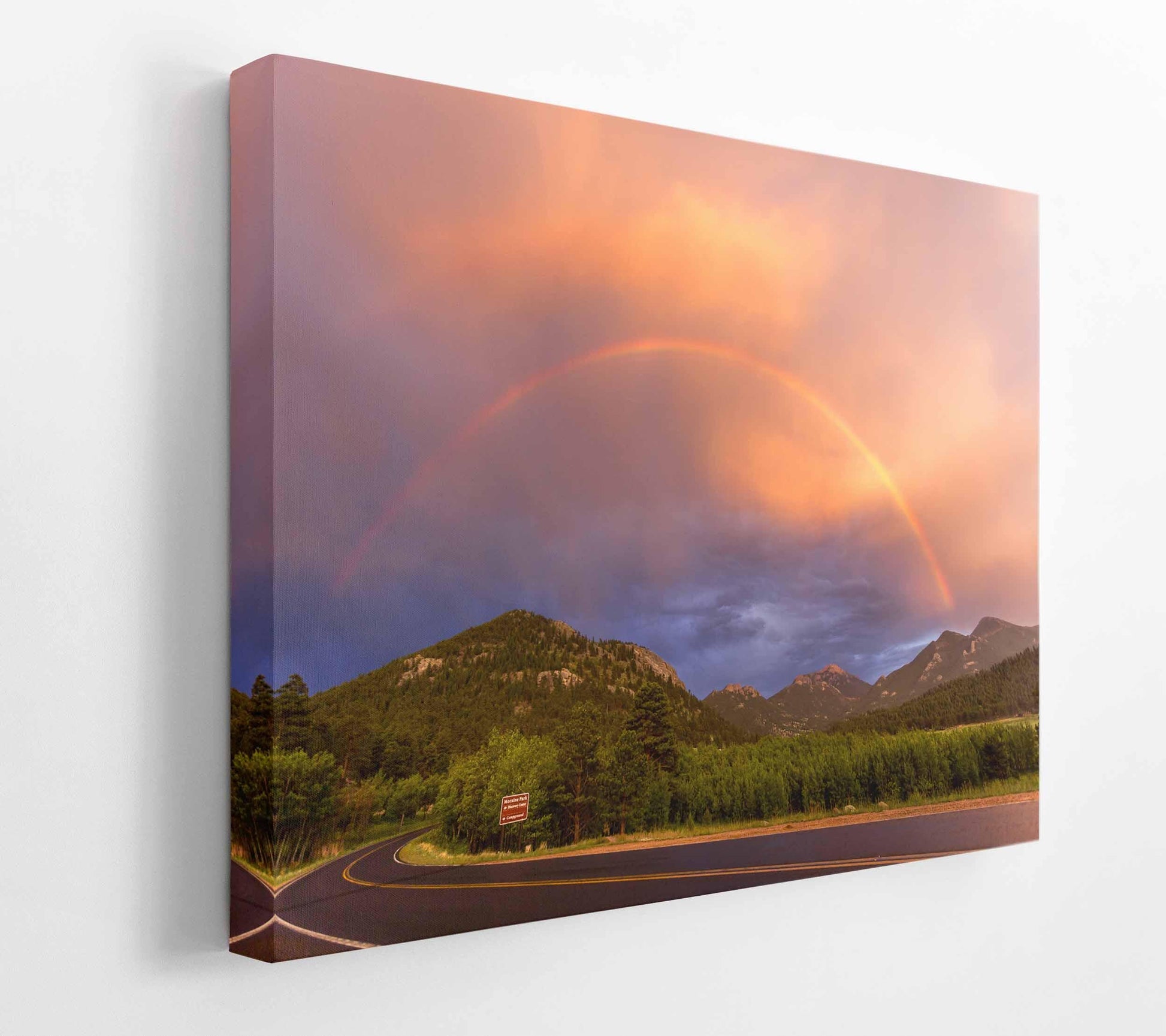 Rainbow in Rocky Mountain National Park Photo Print, Moraine Meadow Sunset, Colorado Landscape Canvas Wall Art, Mountain Scene Home Decor