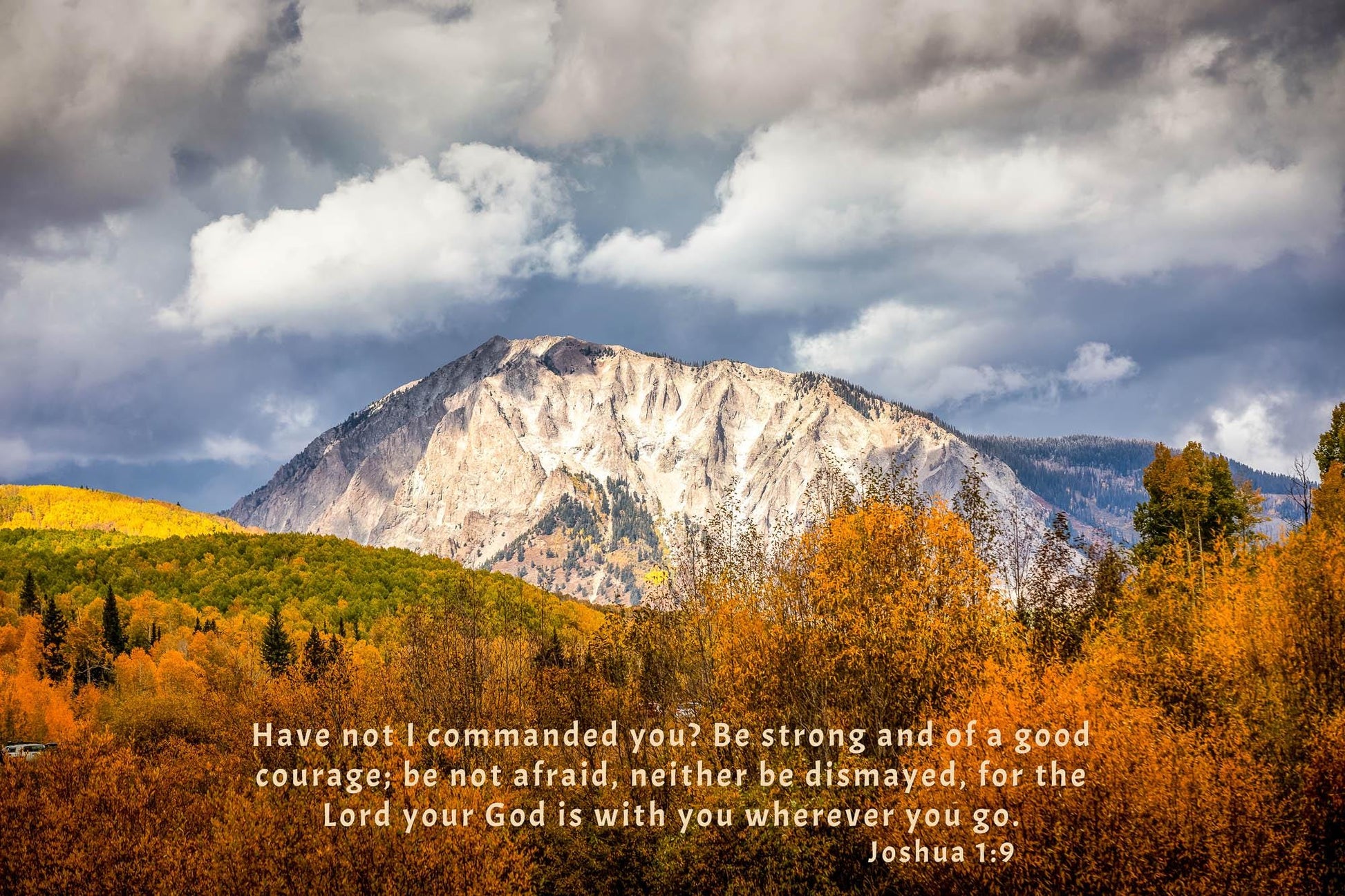 The Lord is With You, Joshua 1:9 Christian Inspirational Wall Art, Colorado Autumn Landscape Picture, Crested Butte Scripture Canvas