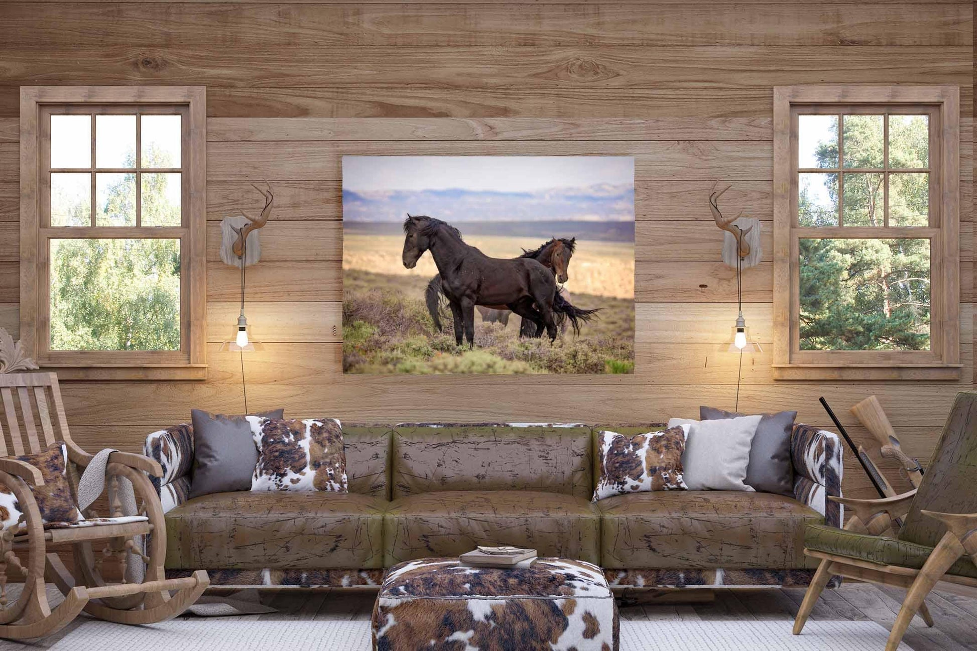 Wild Black Mustang Stallion Standing Photo, Wild Horses in Colorado Wall Art Print, Wildlife Canvas, Cowboy Old West Home or Office Decor