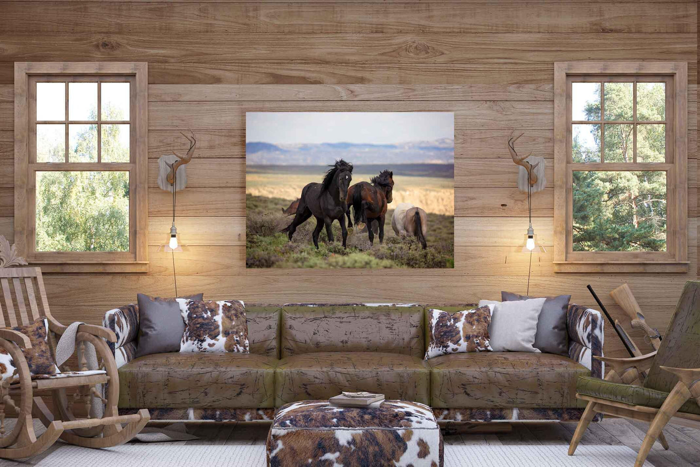 Wild Mustang Stallions Fighting Photo, Wild Horses in Colorado Wall Art Print, Wildlife Canvas, Cowboy Old West Style, Home or Office Decor