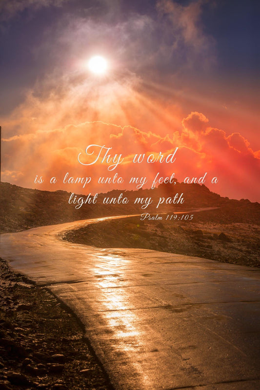 Psalm 119:105 Scripture Wall Art, Christian Inspirational Canvas, Thy Word is a Lamp, Colorado Vertical Photography Print, Mountain Sunrise