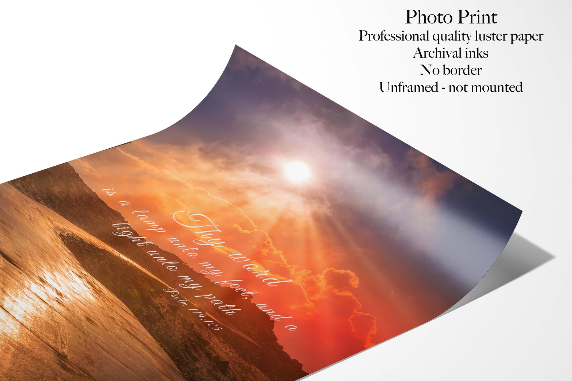 Psalm 119:105 Scripture Wall Art, Christian Inspirational Canvas, Thy Word is a Lamp, Colorado Vertical Photography Print, Mountain Sunrise