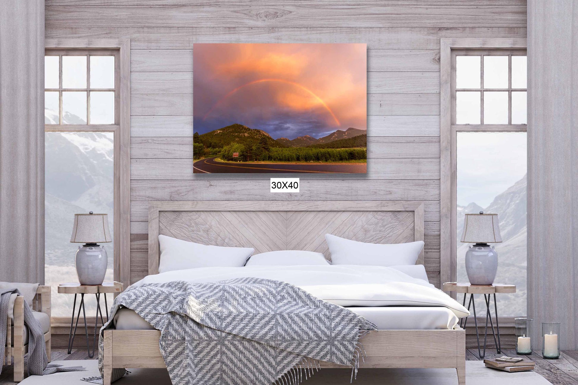 Rainbow in Rocky Mountain National Park Photo Print, Moraine Meadow Sunset, Colorado Landscape Canvas Wall Art, Mountain Scene Home Decor