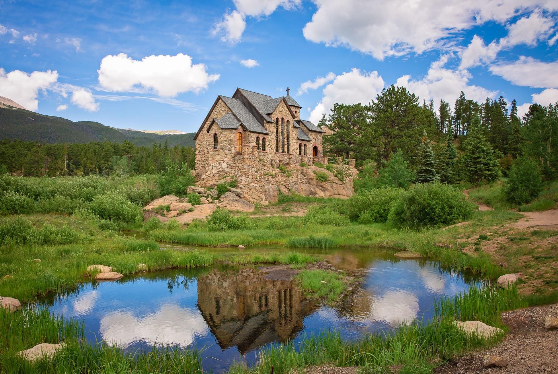 Chapel on the Rock Reflection Photo Print, Rocky Mountain National Park Canvas, Beautiful Church, Colorado Landscape Photography, Allenspark