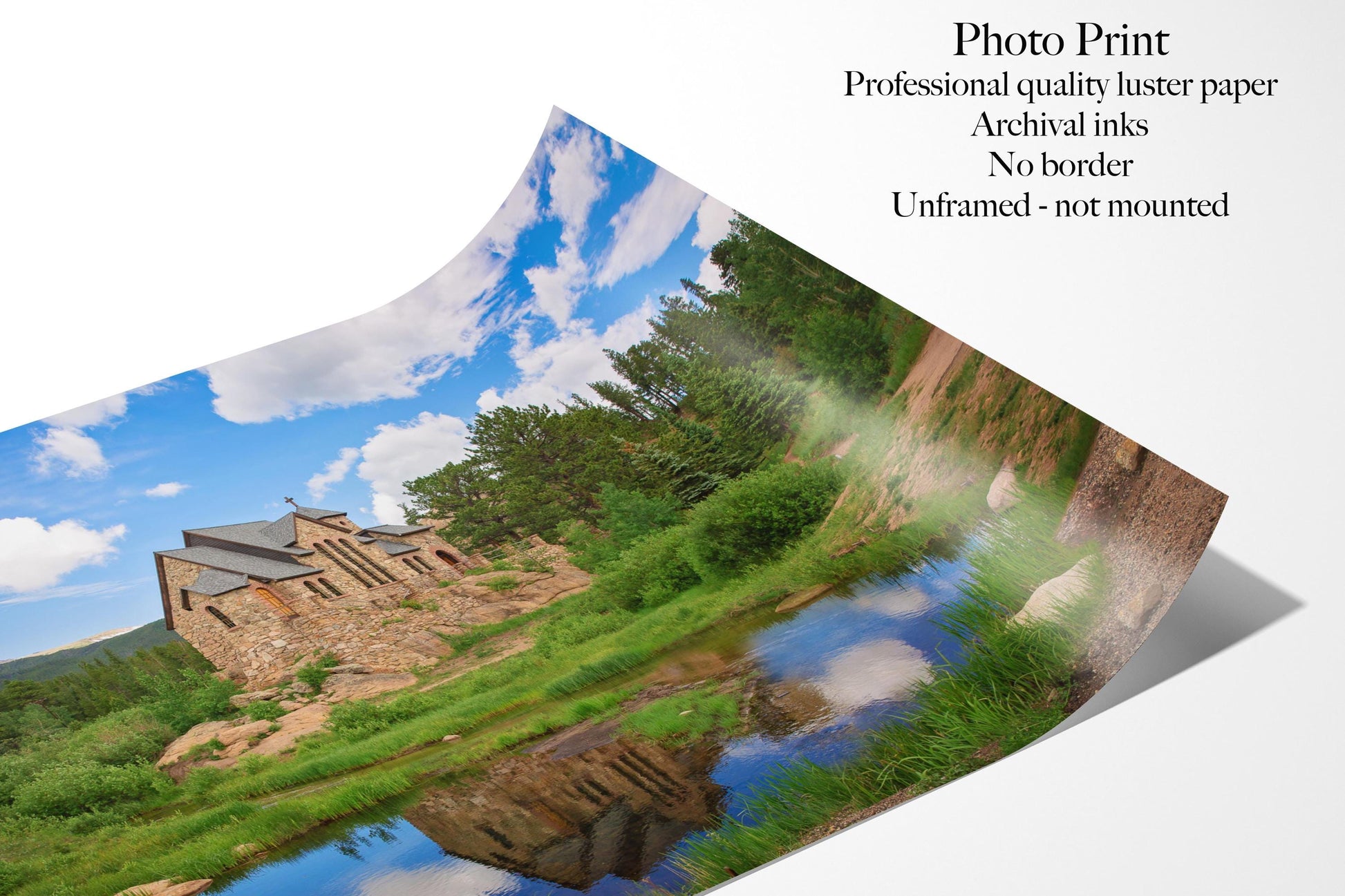 Chapel on the Rock Reflection Photo Print, Rocky Mountain National Park Canvas, Beautiful Church, Colorado Landscape Photography, Allenspark