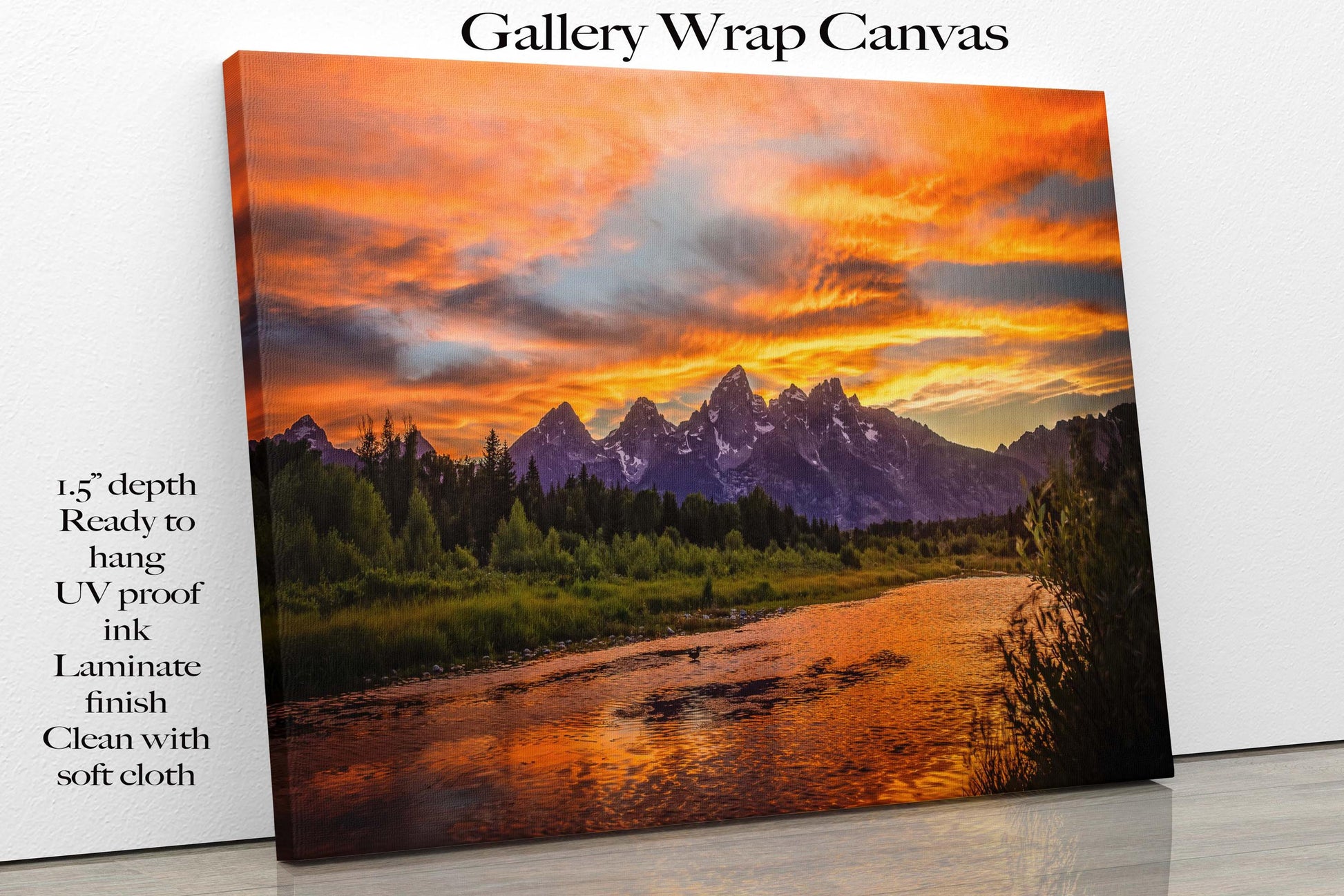 Grand Teton National Park Sunset, Schwabacher Landing Landscape Print, Beautiful Mountain Reflection, Wyoming Canvas Wall Art Prints