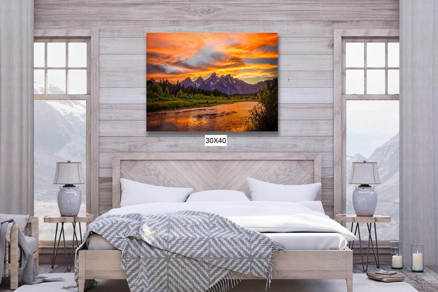 Grand Teton National Park Sunset, Schwabacher Landing Landscape Print, Beautiful Mountain Reflection, Wyoming Canvas Wall Art Prints