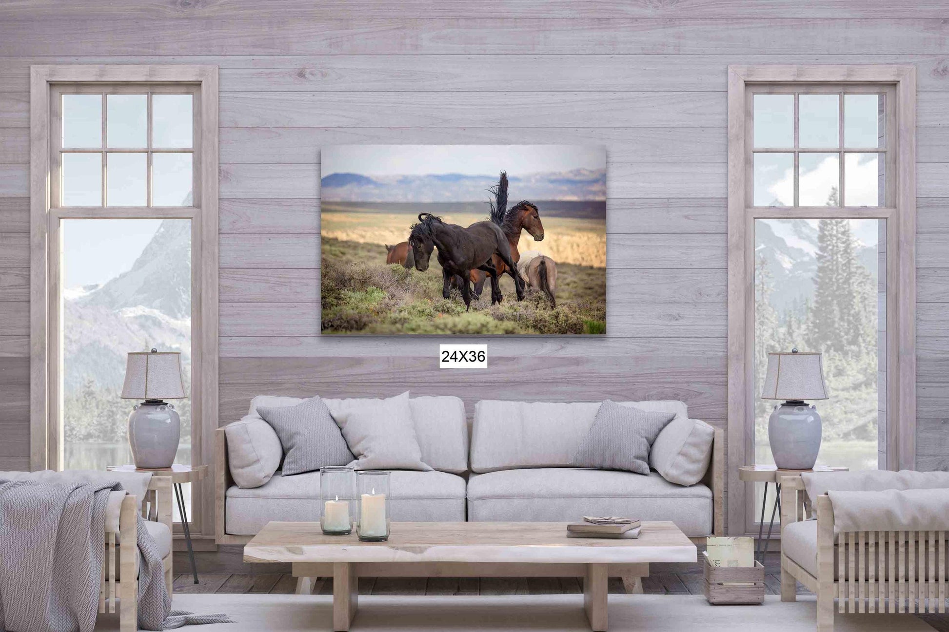 Wild Horses Fighting Photo Print, Mustang Stallions in Colorado Wall Art, Wildlife Canvas, Cowboy Old West Style, Rustic Home Office Decor