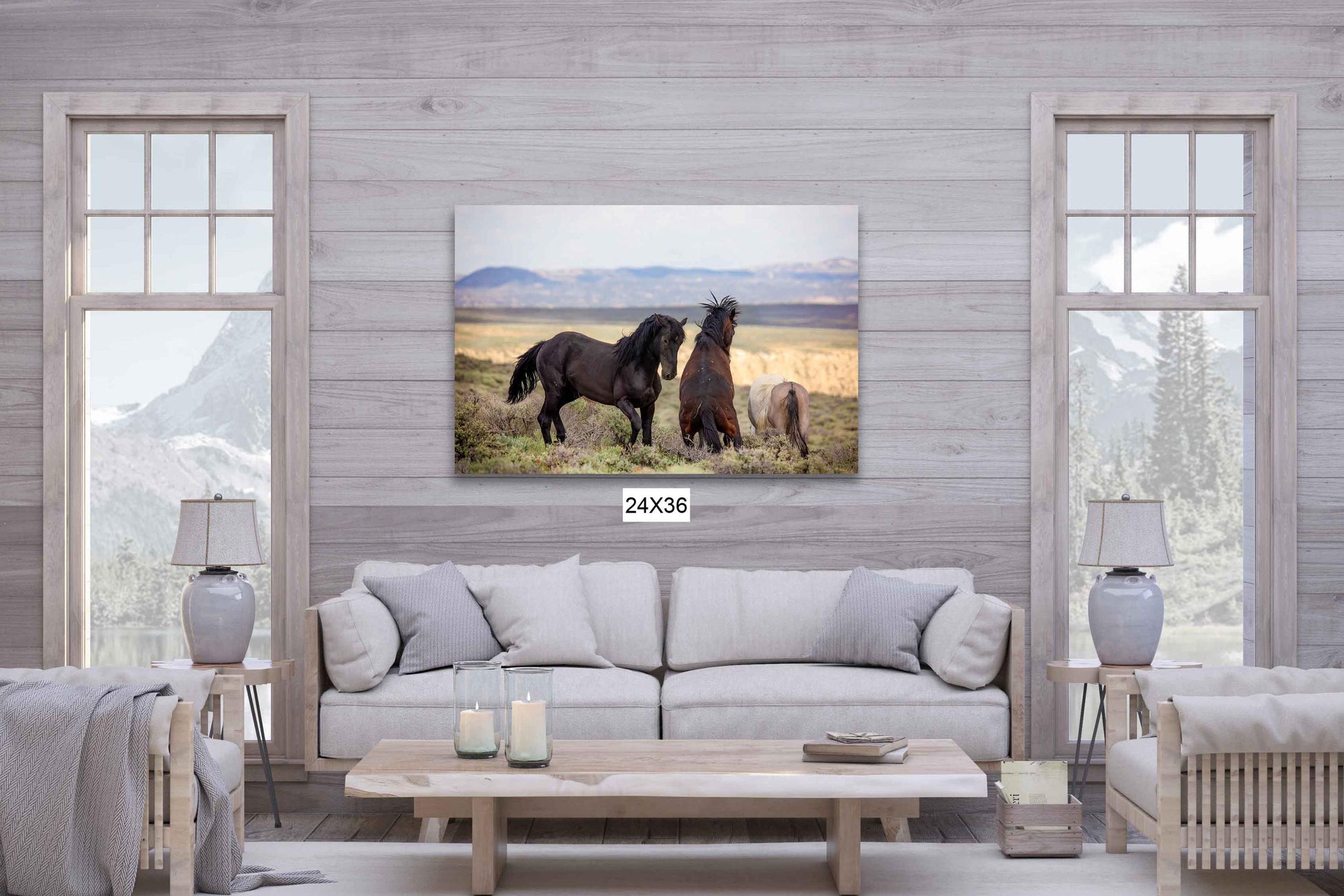 Wild Horses Fighting Photo Print, Colorado Mustang Stallions Wall Art, Wildlife Canvas, Cowboy Old West Style, Rustic Decor