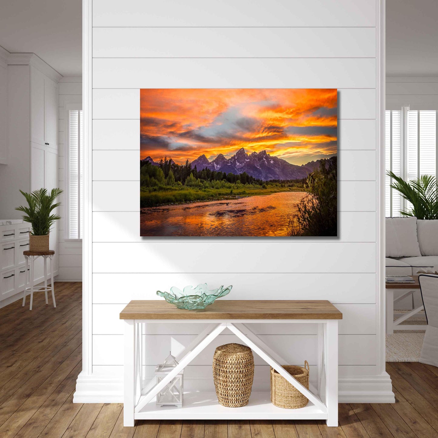 Grand Teton National Park Sunset, Schwabacher Landing Landscape Print, Beautiful Mountain Reflection, Wyoming Canvas Wall Art Prints