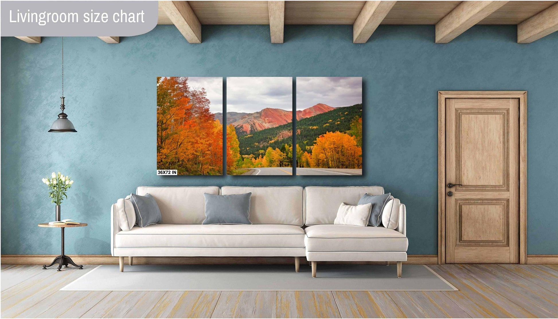 Red and Orange Aspen Trees Photo Print, Red Mountain Pass, Million Dollar Highway in Autumn, Colorado Fall Landscape, Photography Canvas