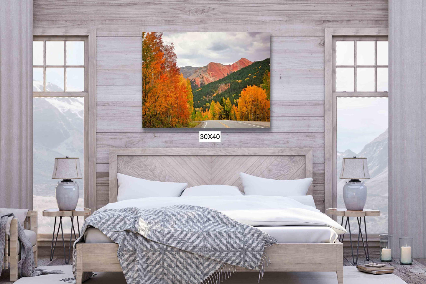 Red and Orange Aspen Trees Photo Print, Red Mountain Pass, Million Dollar Highway in Autumn, Colorado Fall Landscape, Photography Canvas