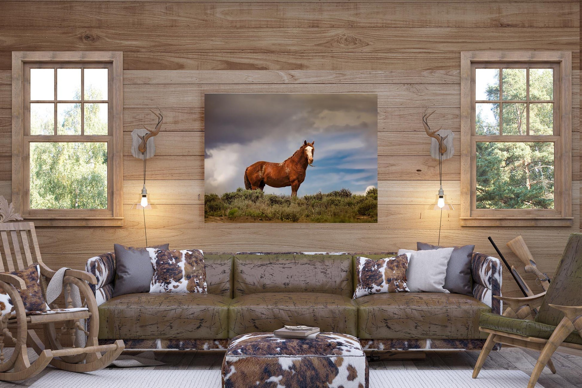 Colorado Wild Chestnut Stallion Print, Wild Horse Wall Art, Blaze Face Mustang Photo, Wildlife Canvas, Cowboy Old West Decor