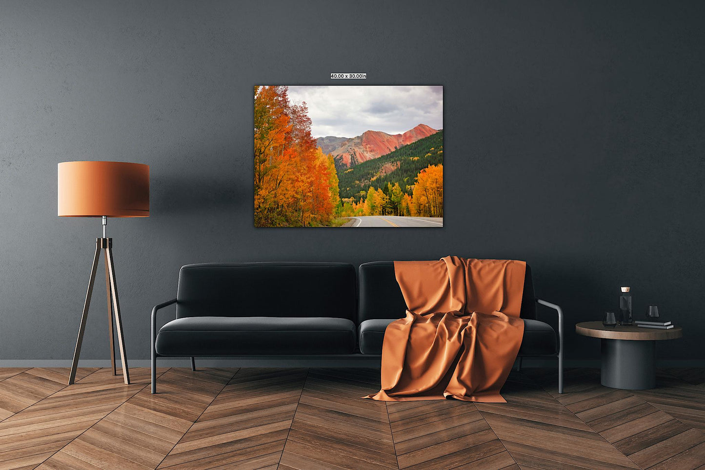 Red and Orange Aspen Trees Photo Print, Red Mountain Pass, Million Dollar Highway in Autumn, Colorado Fall Landscape, Photography Canvas