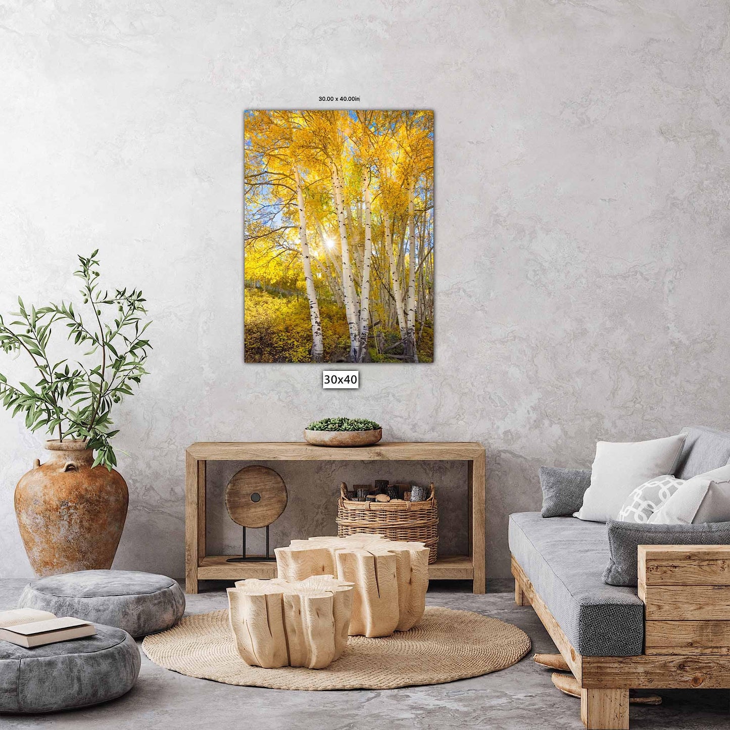 Vertical Aspen Trees Colorado Landscape Canvas, Fall Foliage Autumn Photo Print, Telluride Photography, San Juan Rocky Mountains