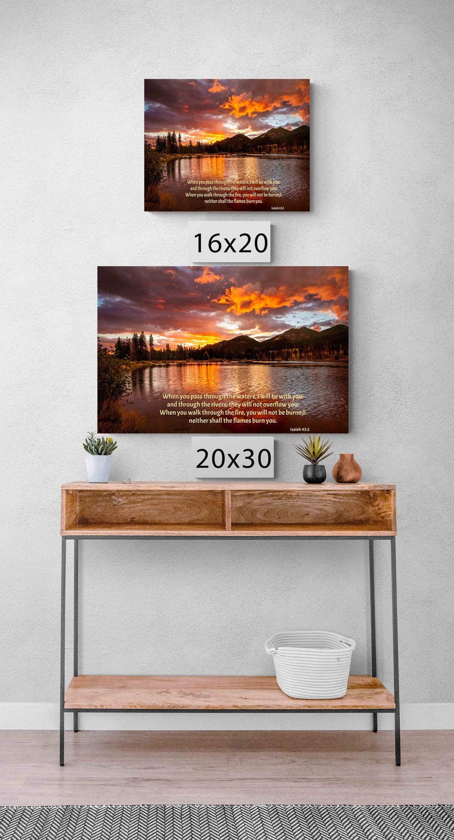 God is With You Bible Verse Photo Canvas, Isaiah 43-2 Christian Scripture Inspirational Wall Art, Rocky Mountain National Park Print