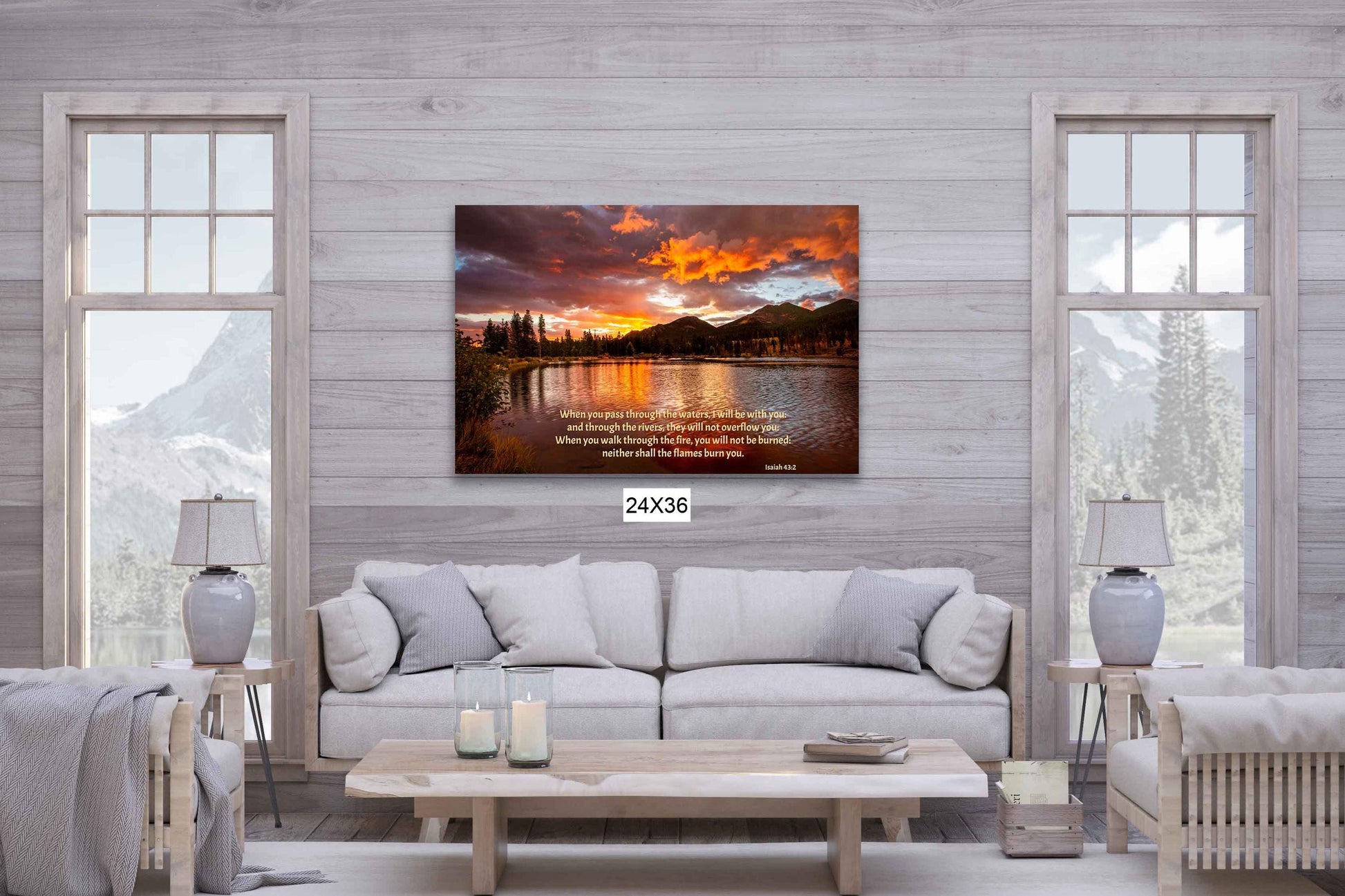 God is With You Bible Verse Photo Canvas, Isaiah 43-2 Christian Scripture Inspirational Wall Art, Rocky Mountain National Park Print