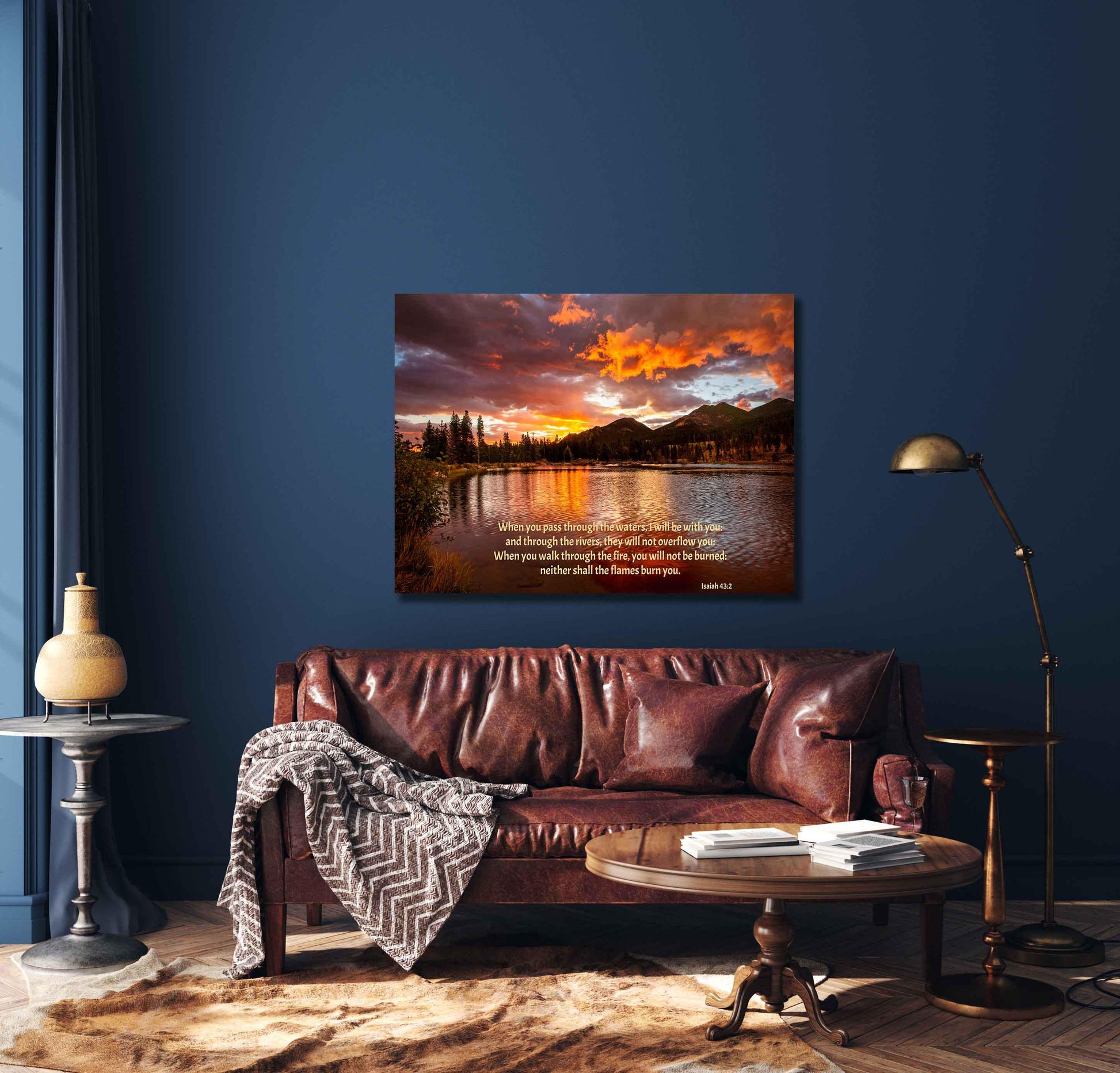 God is With You Bible Verse Photo Canvas, Isaiah 43-2 Christian Scripture Inspirational Wall Art, Rocky Mountain National Park Print