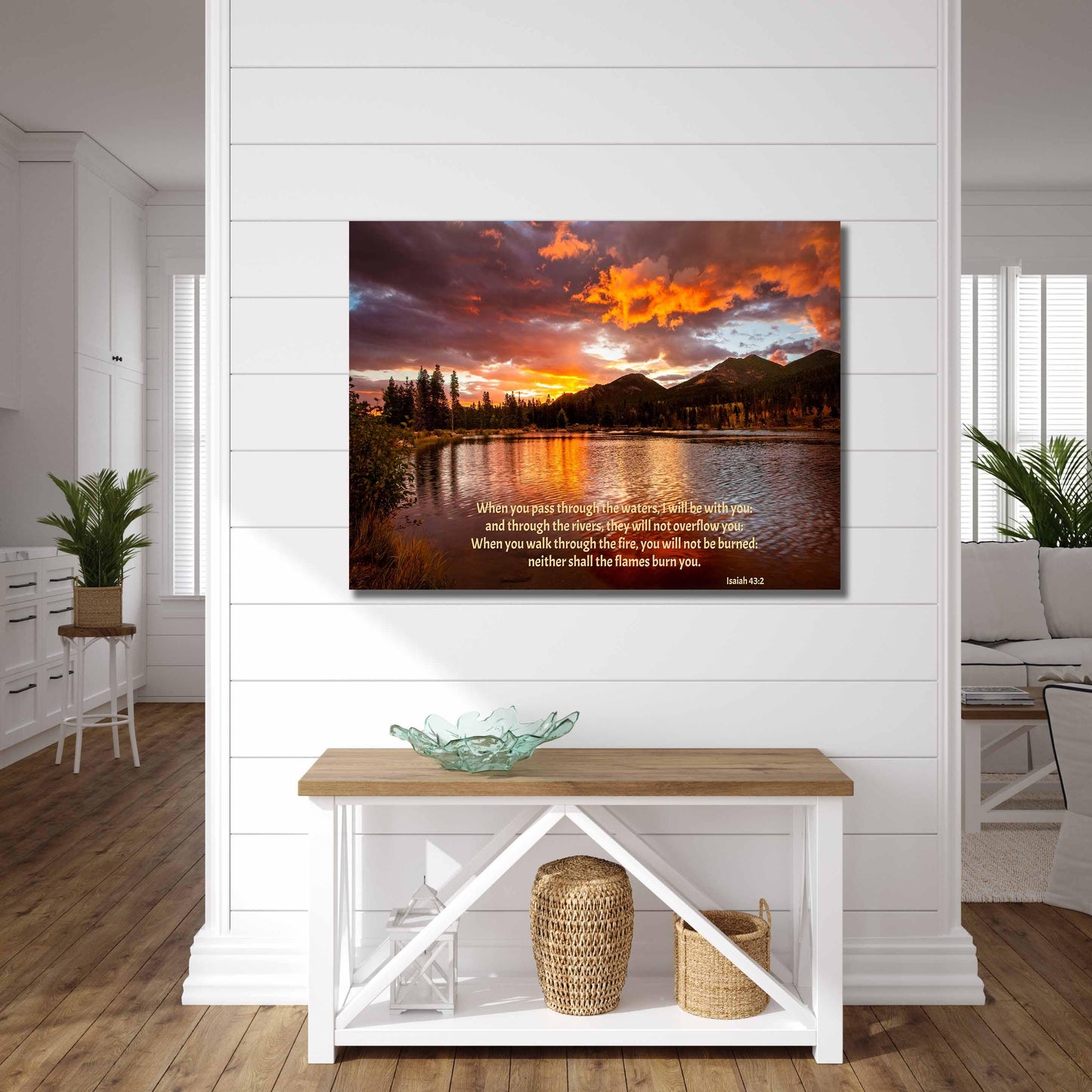 God is With You Bible Verse Photo Canvas, Isaiah 43-2 Christian Scripture Inspirational Wall Art, Rocky Mountain National Park Print