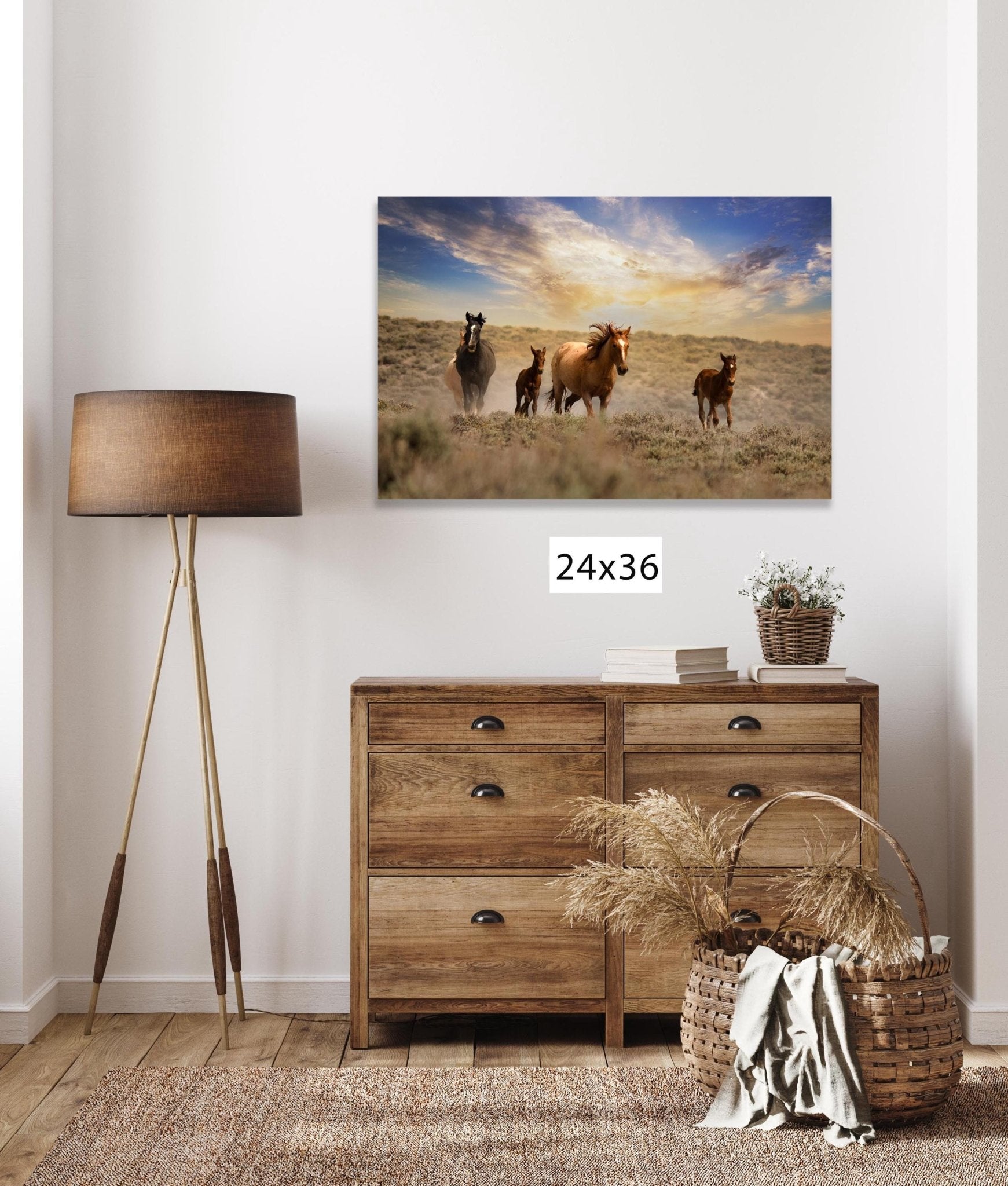 Wild Horses Running Free Photo Canvas Print, Colorado Cowboy Old West Home Decor, Mustang Mares and Foals, Mountain Desert Scenery - SandyDobbsFineArtPhotography