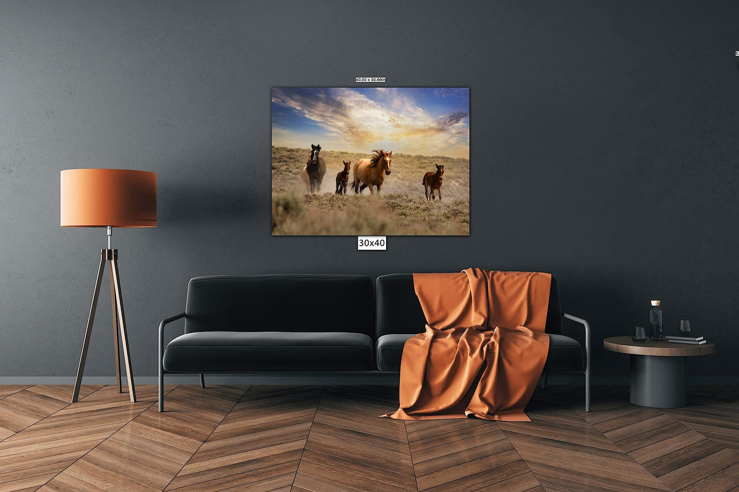 Wild Horses Running Free Photo Canvas Print, Colorado Cowboy Old West Home Decor, Mustang Mares and Foals, Mountain Desert Scenery - SandyDobbsFineArtPhotography