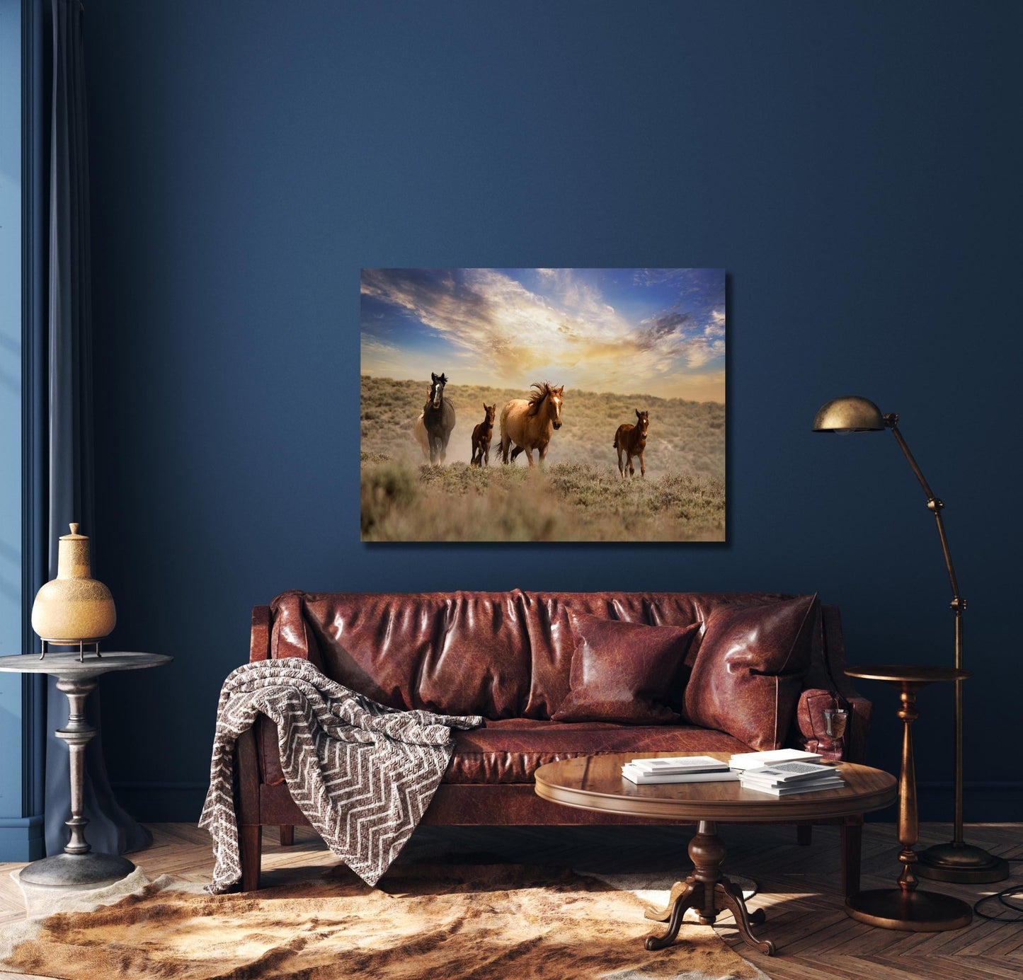 Wild Horses Running Free Photo Canvas Print, Colorado Cowboy Old West Home Decor, Mustang Mares and Foals, Mountain Desert Scenery - SandyDobbsFineArtPhotography