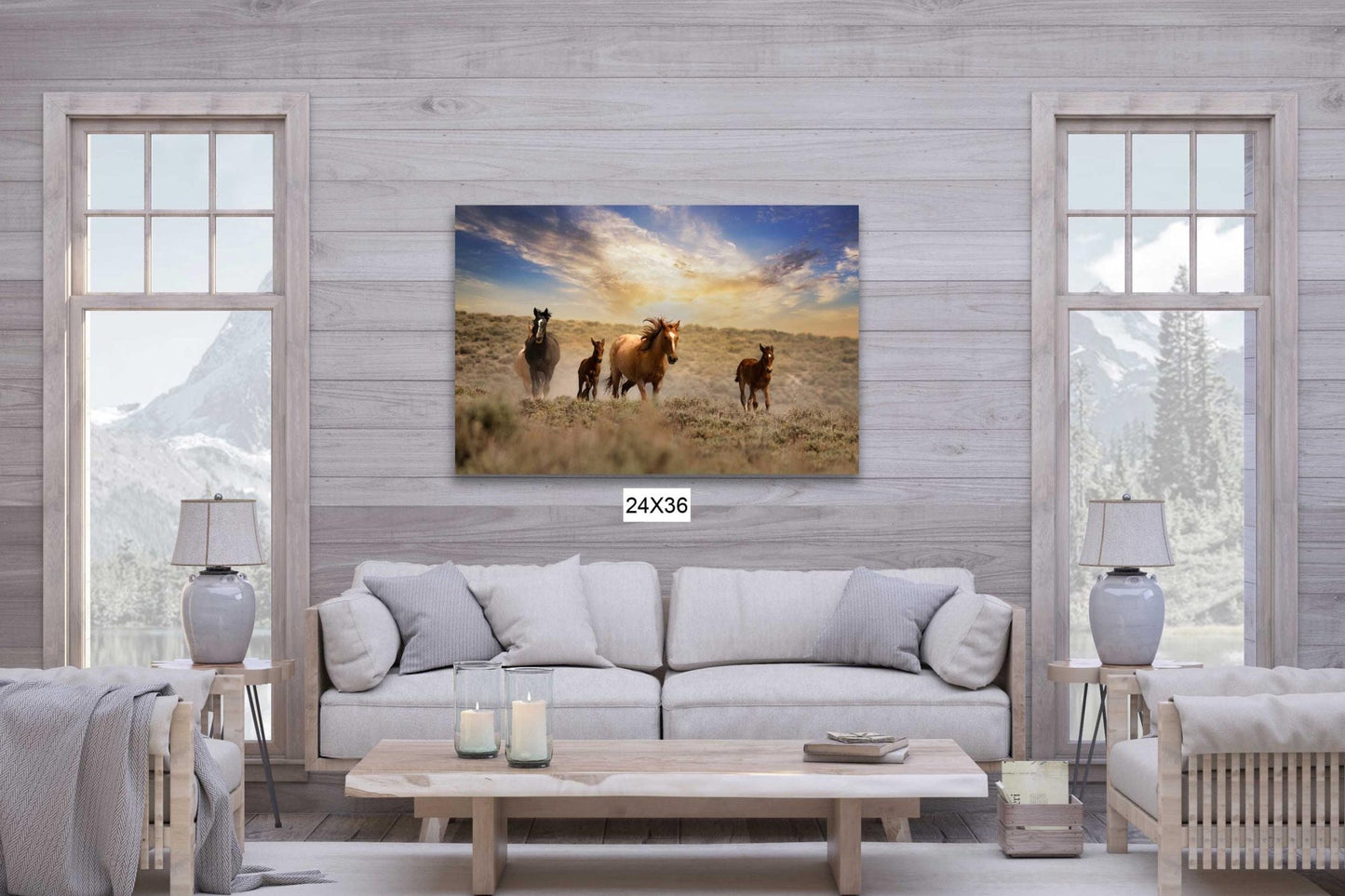 Wild Horses Running Free Photo Canvas Print, Colorado Cowboy Old West Home Decor, Mustang Mares and Foals, Mountain Desert Scenery - SandyDobbsFineArtPhotography