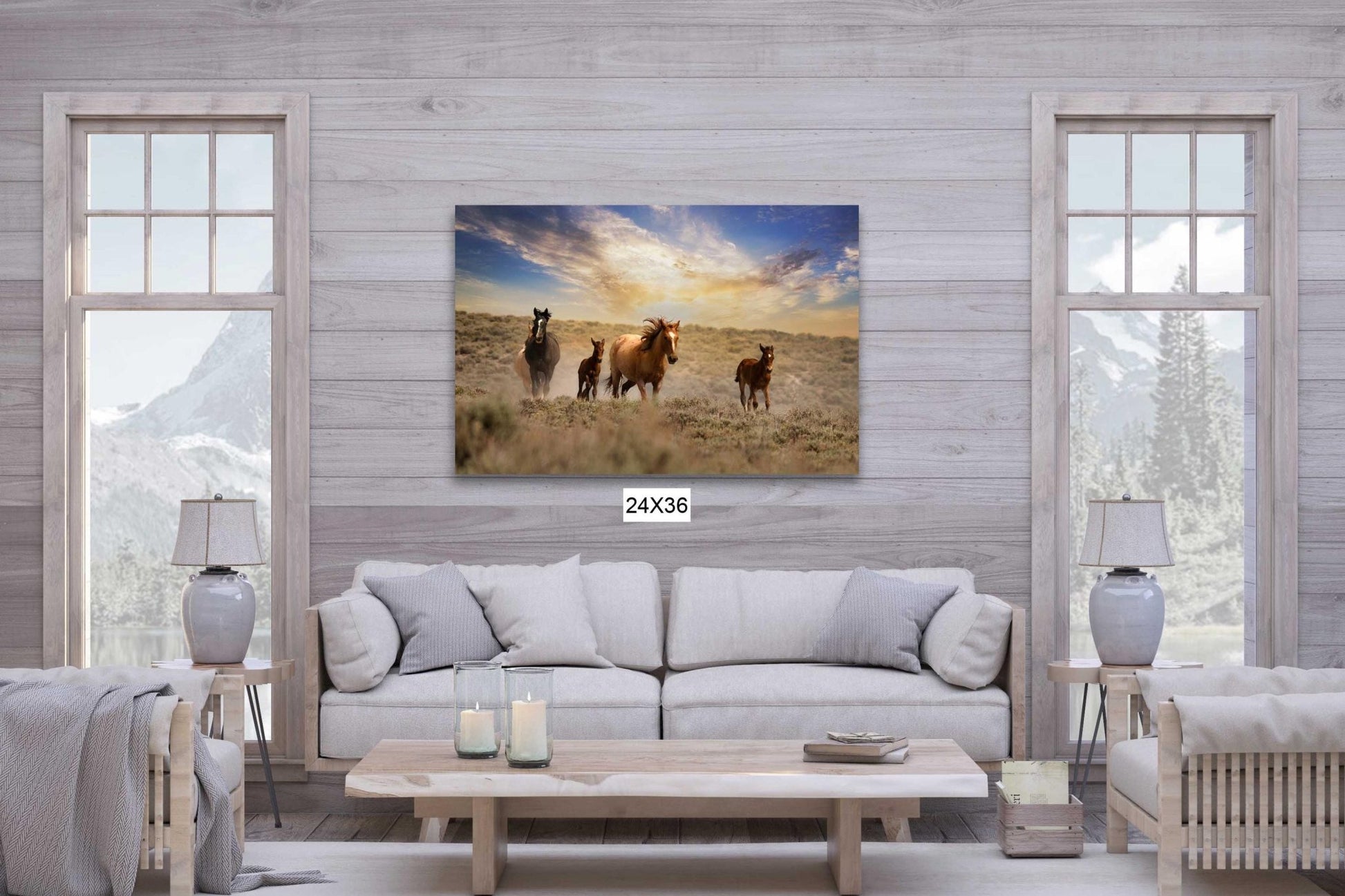 Wild Horses Running Free Photo Canvas Print, Colorado Cowboy Old West Home Decor, Mustang Mares and Foals, Mountain Desert Scenery - SandyDobbsFineArtPhotography