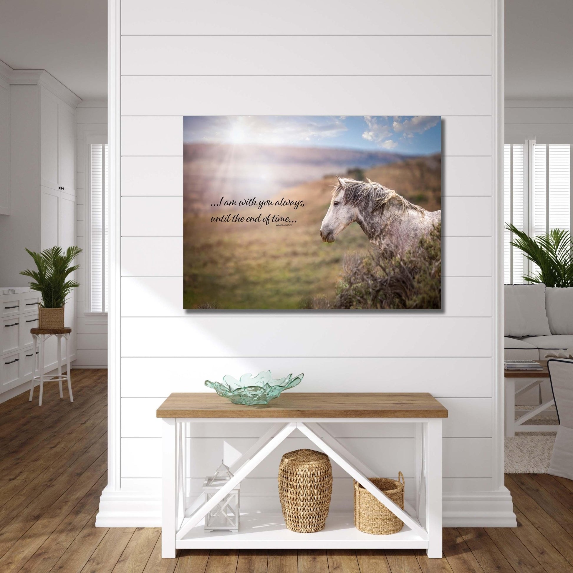Matthew 28:20 Wild Horse Bible Verse, I am With You Always, Mustang Scripture Canvas, Christian Inspirational Wall Art, Cowboy Old West - SandyDobbsFineArtPhotography